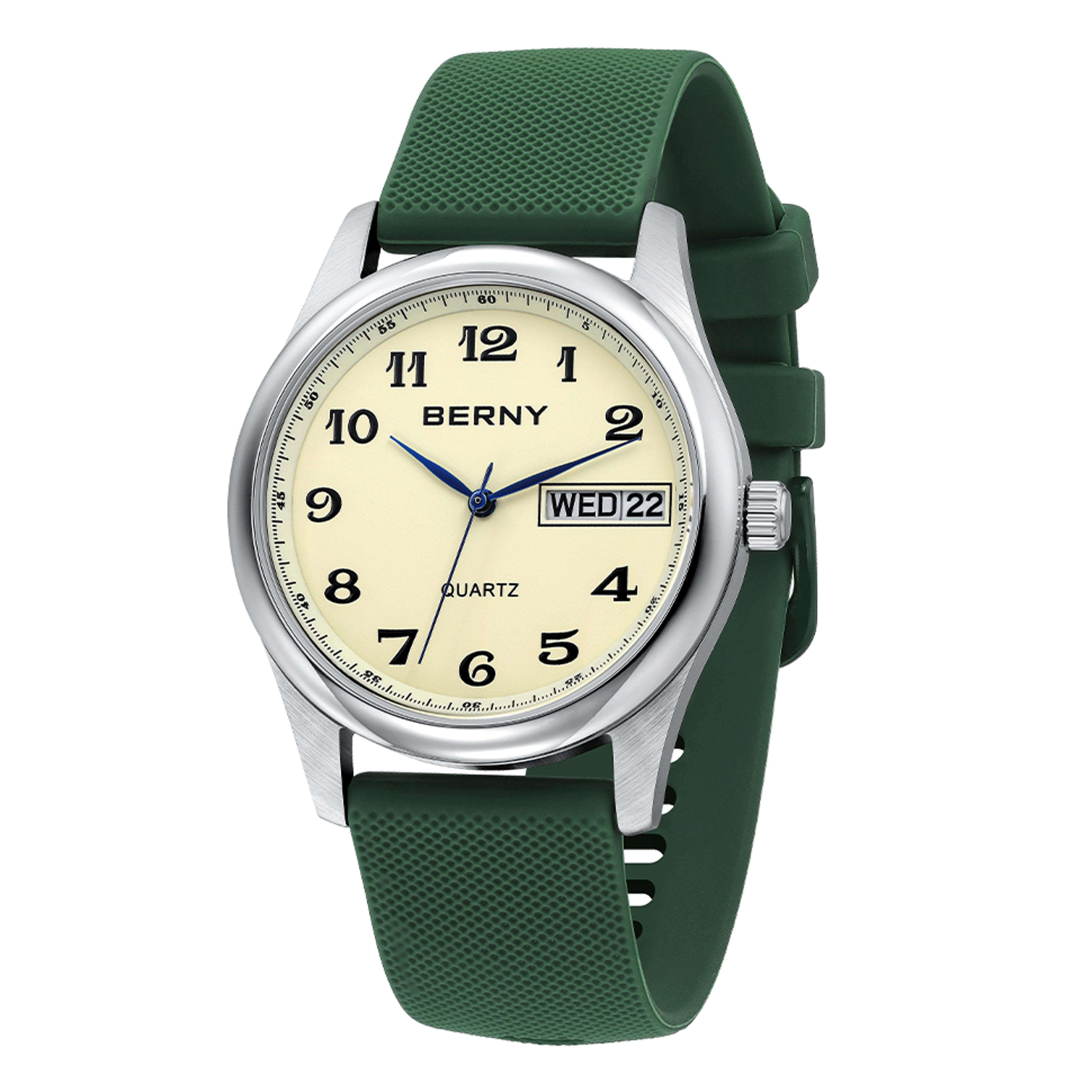 mens quartz watch with day date calendar and easy read dial