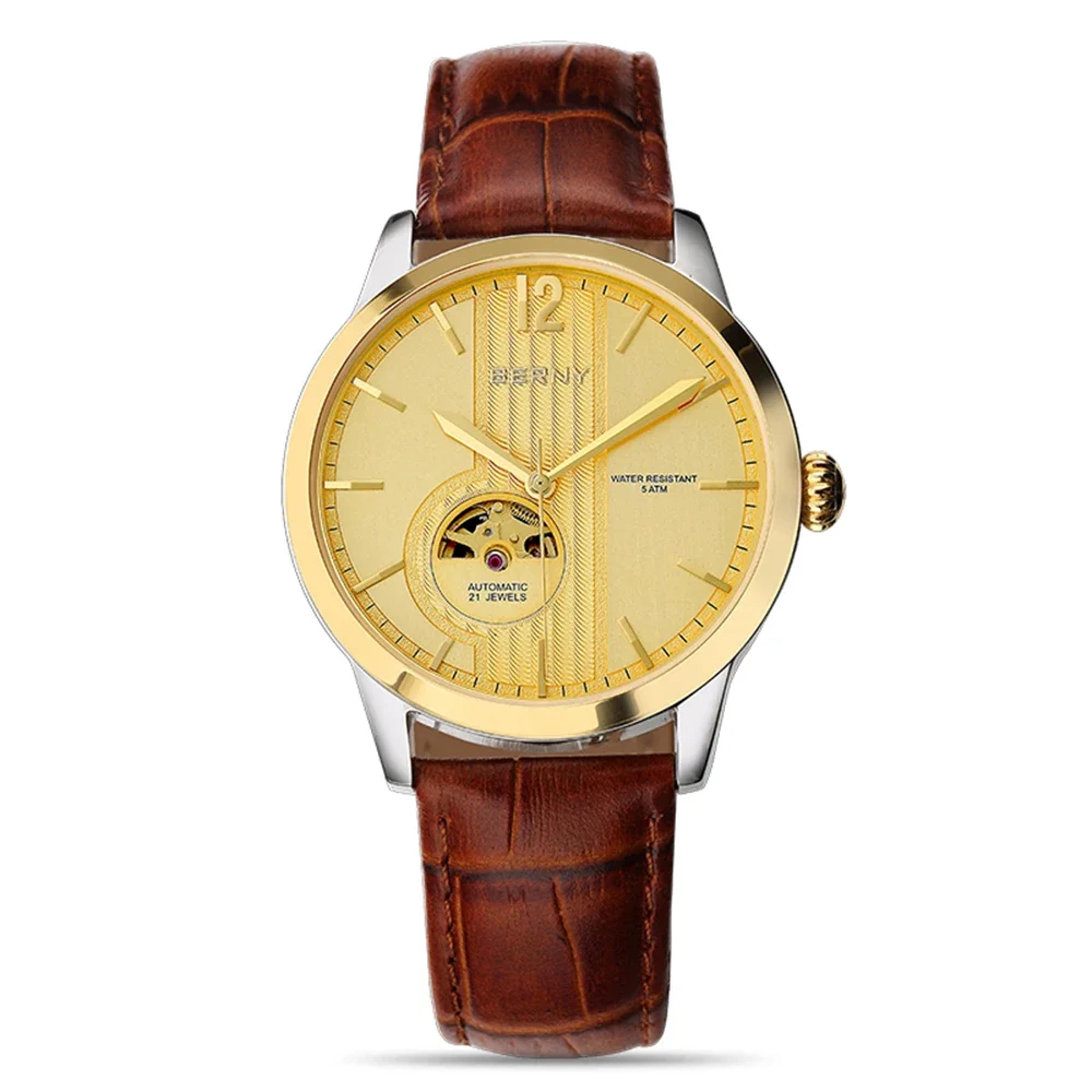 automatic watch for men skeleton mechanical stainless steel watch
