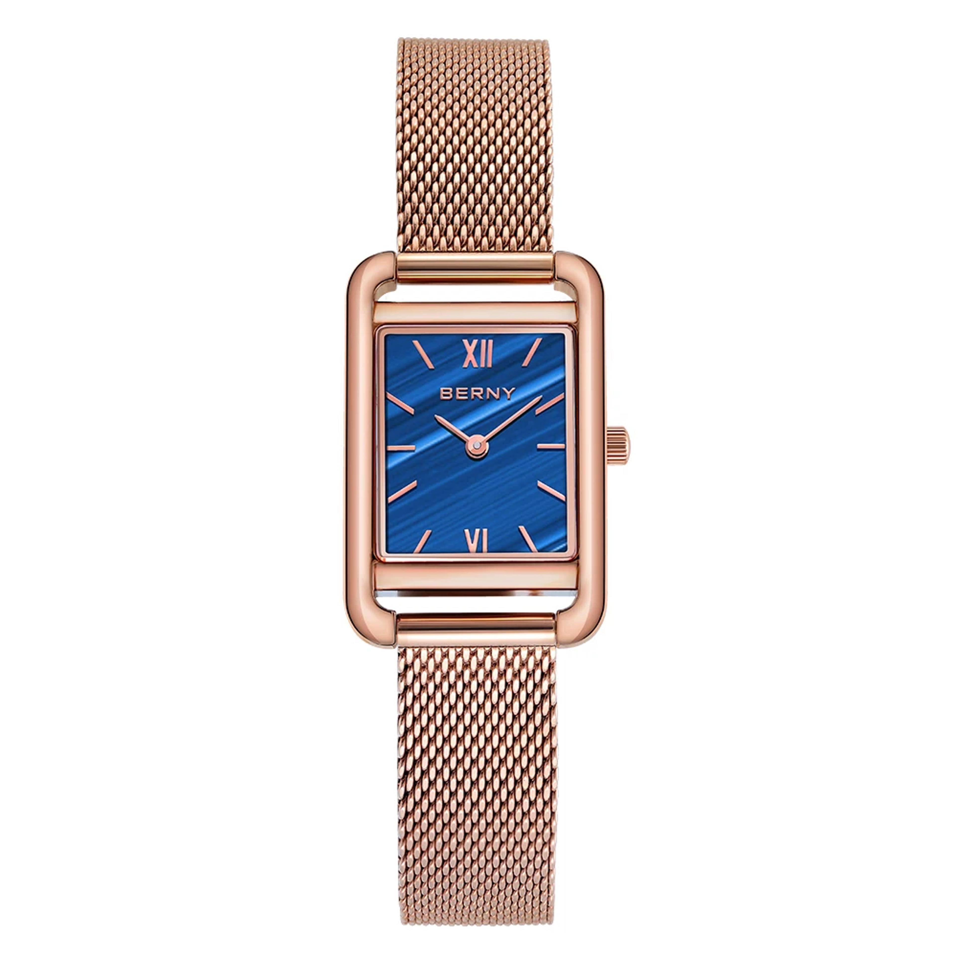 rose gold watch for women square ladies quartz watch with sapphire crystal