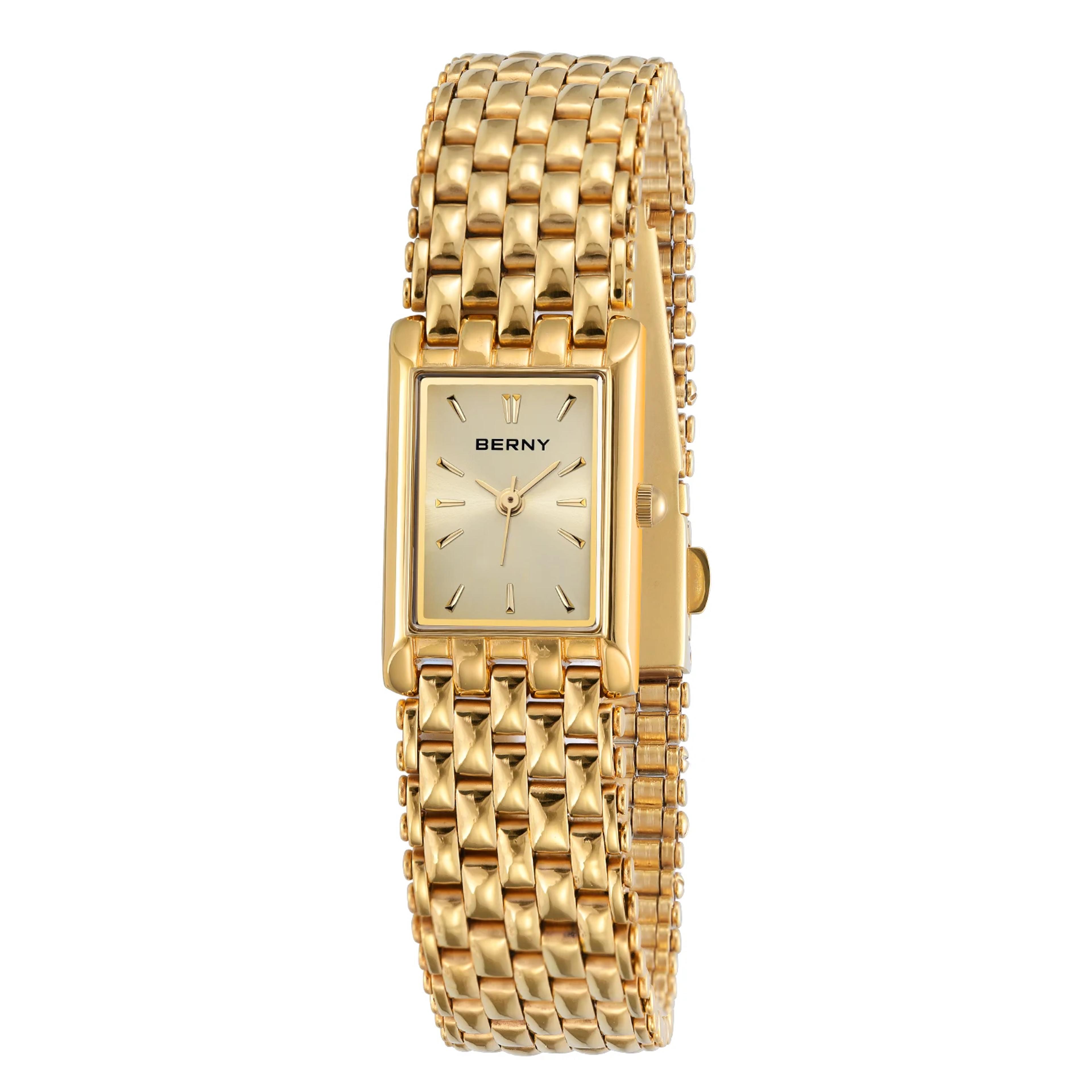 women rectangle stainless steel quartz watch for women