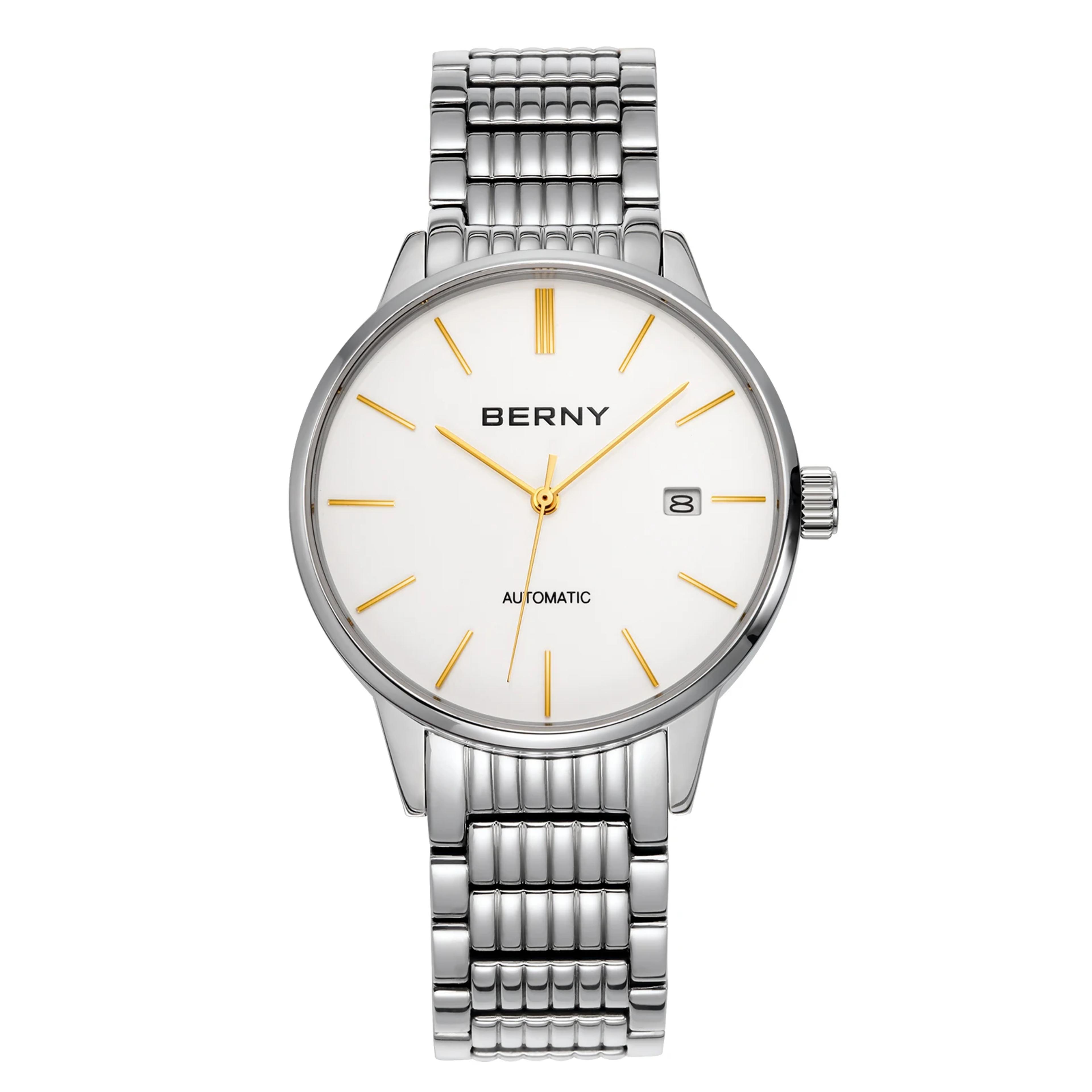 mens automatic dress watch sapphire crystal stainless steel