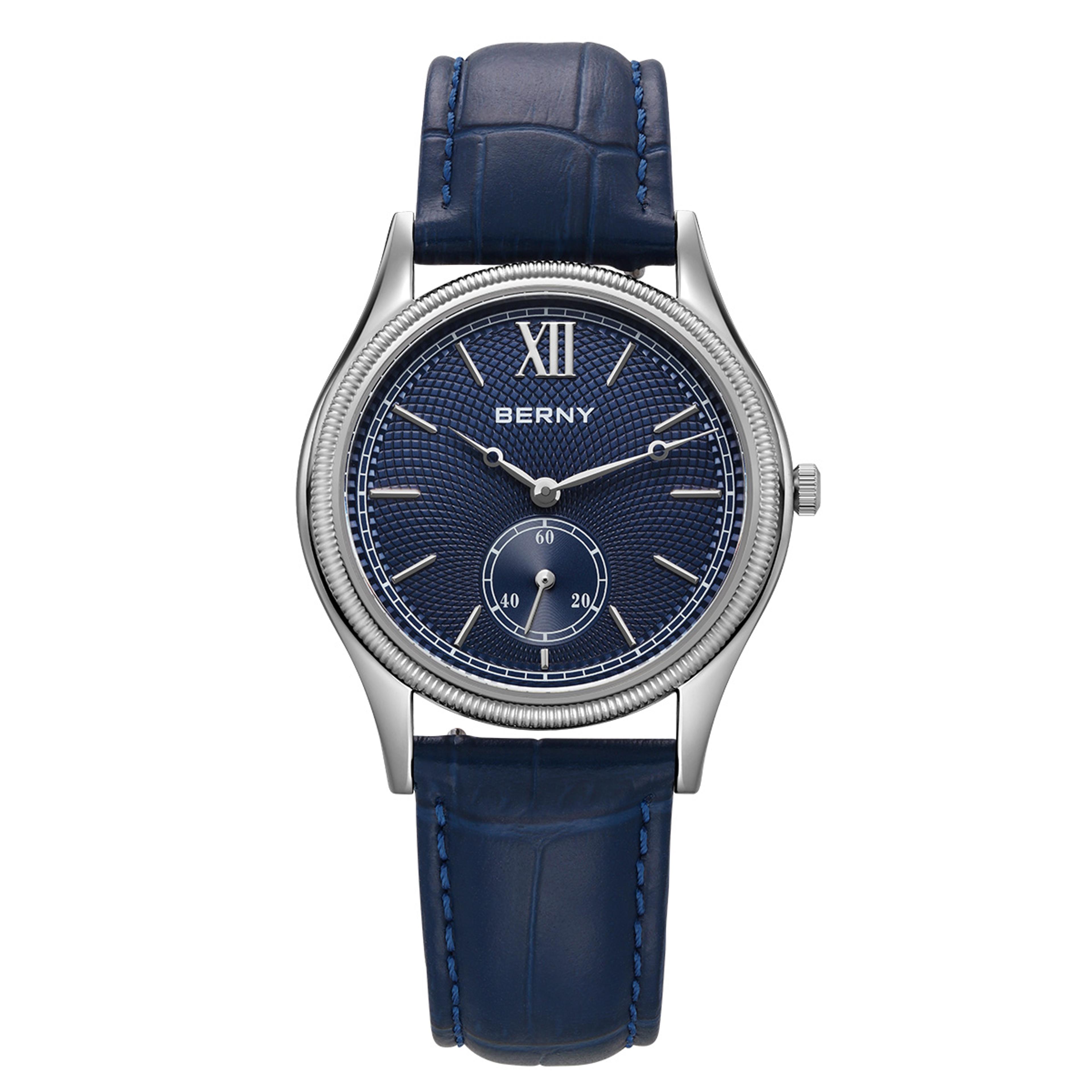 mens dress watch slim quartz leather strap stainless steel case