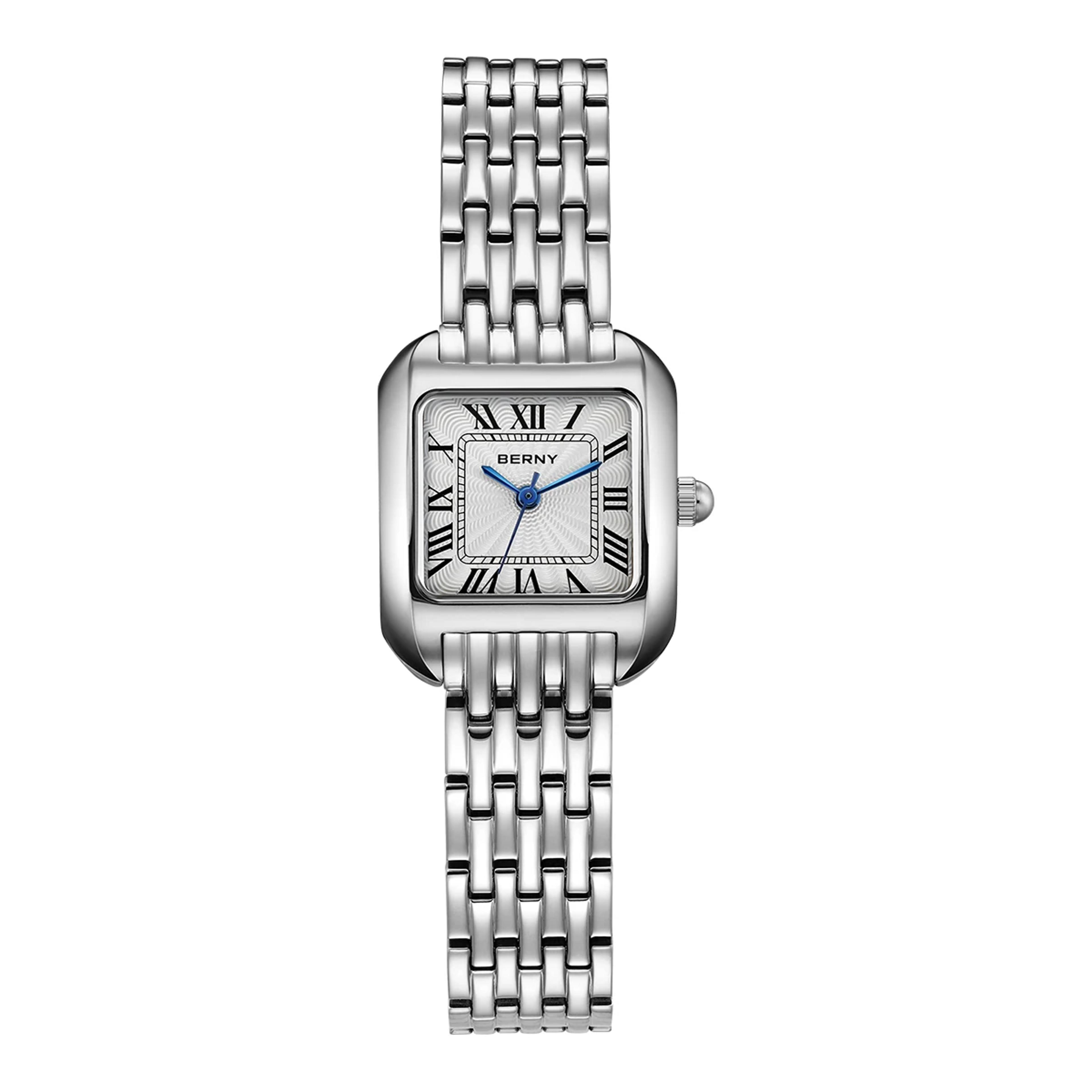 dial square womens watch stainless steel quartz