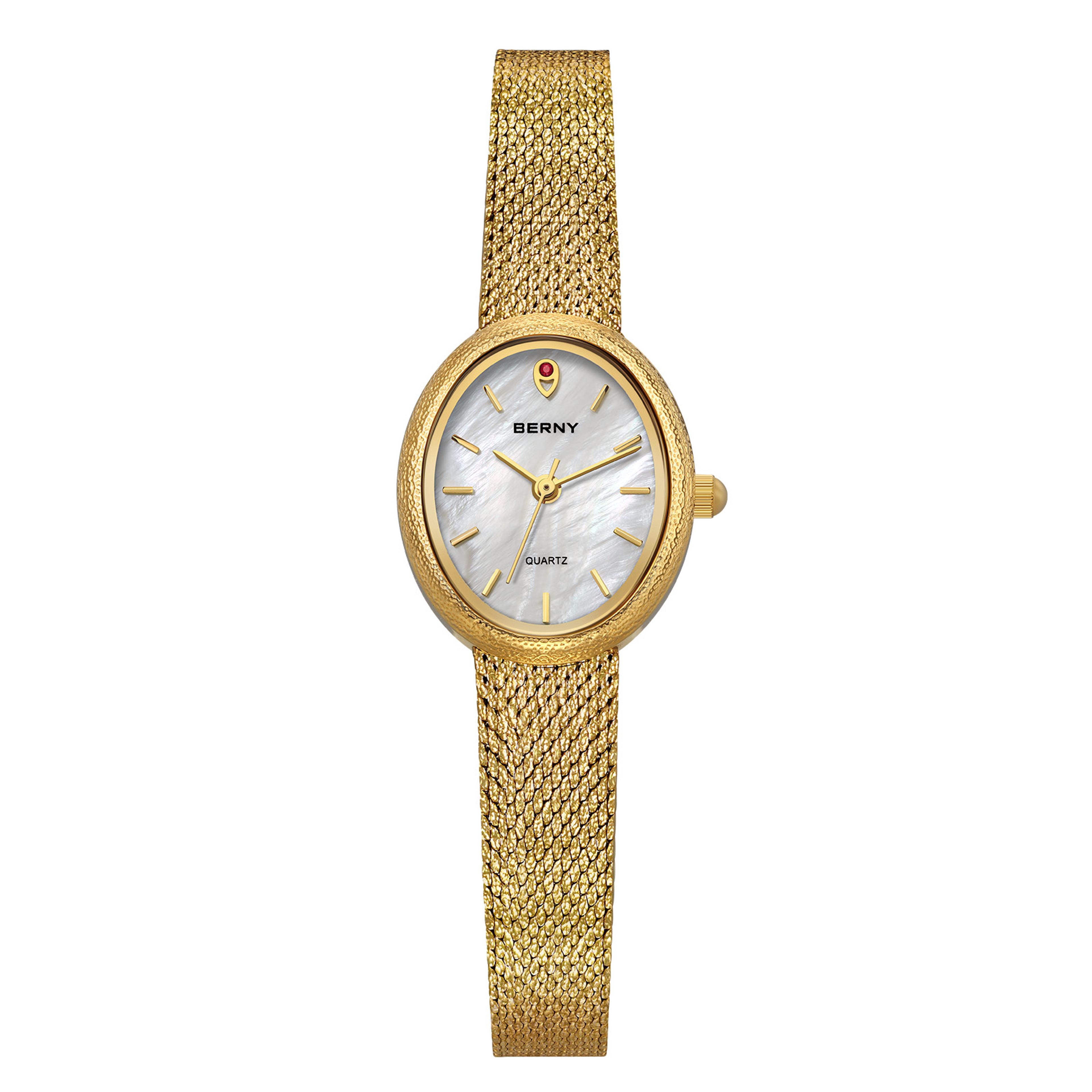 vintage gold watch for women oval quartz stainless steel dress watch