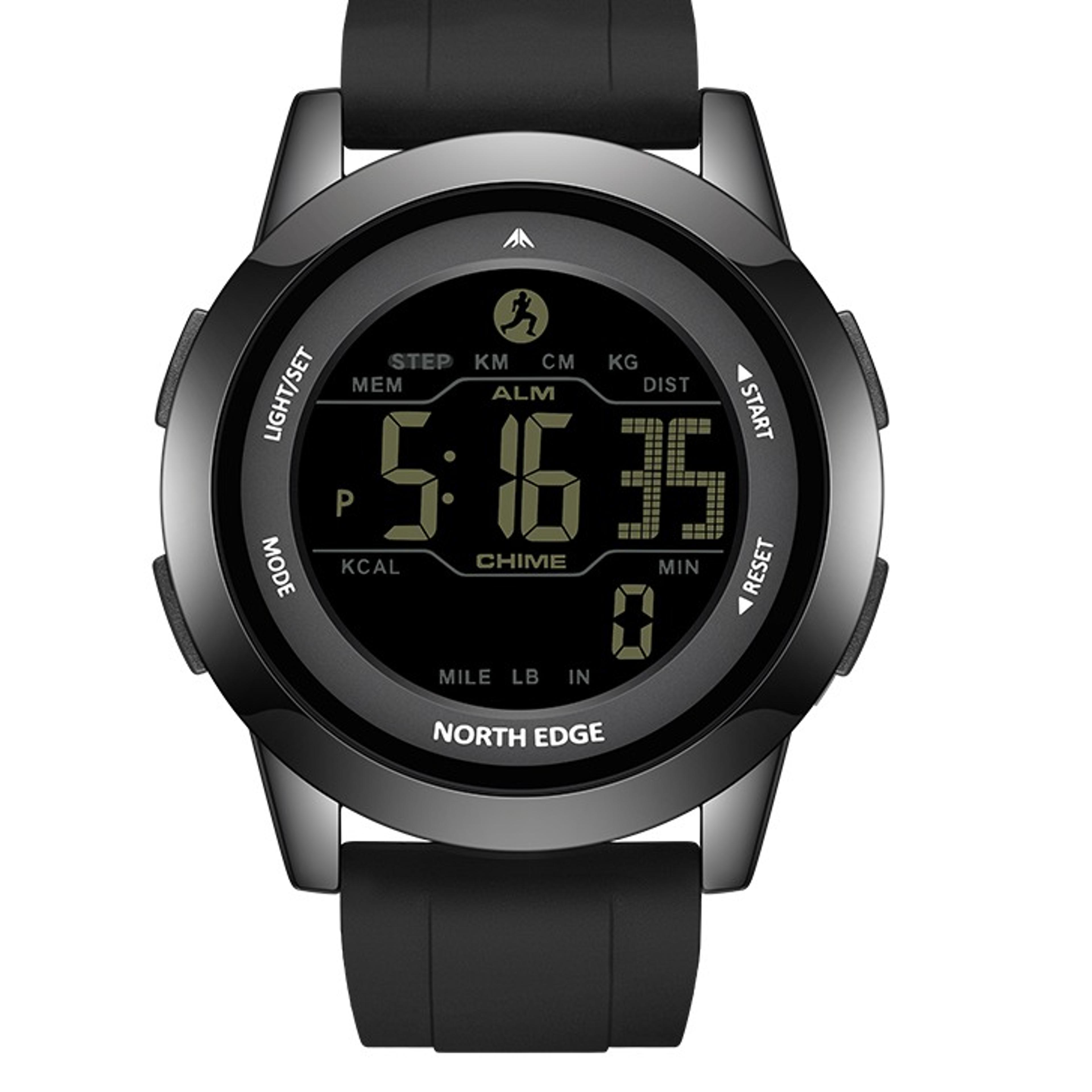 waterproof digital watch with pedometer and dual time