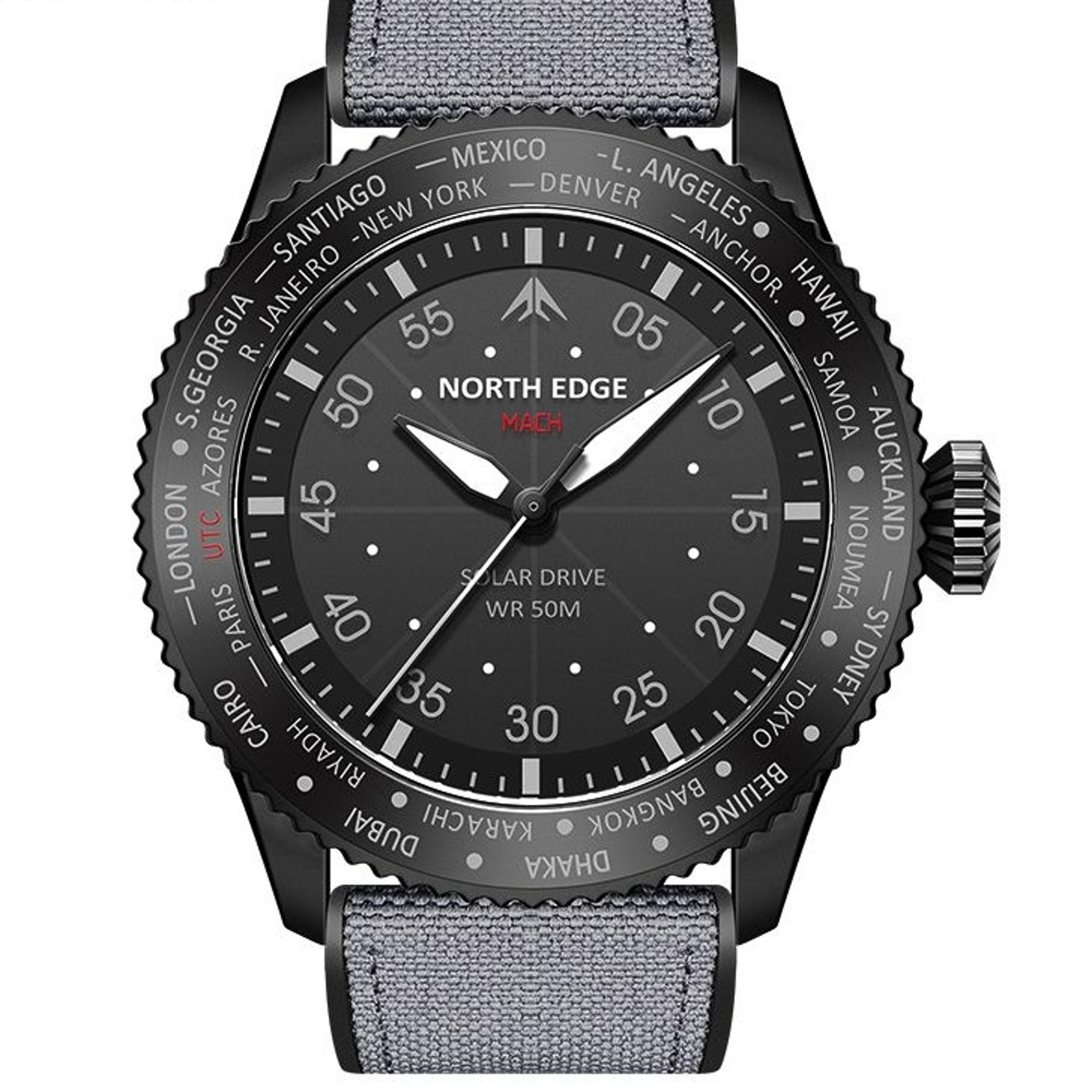 solar powered watch for men waterproof pilot chronograph