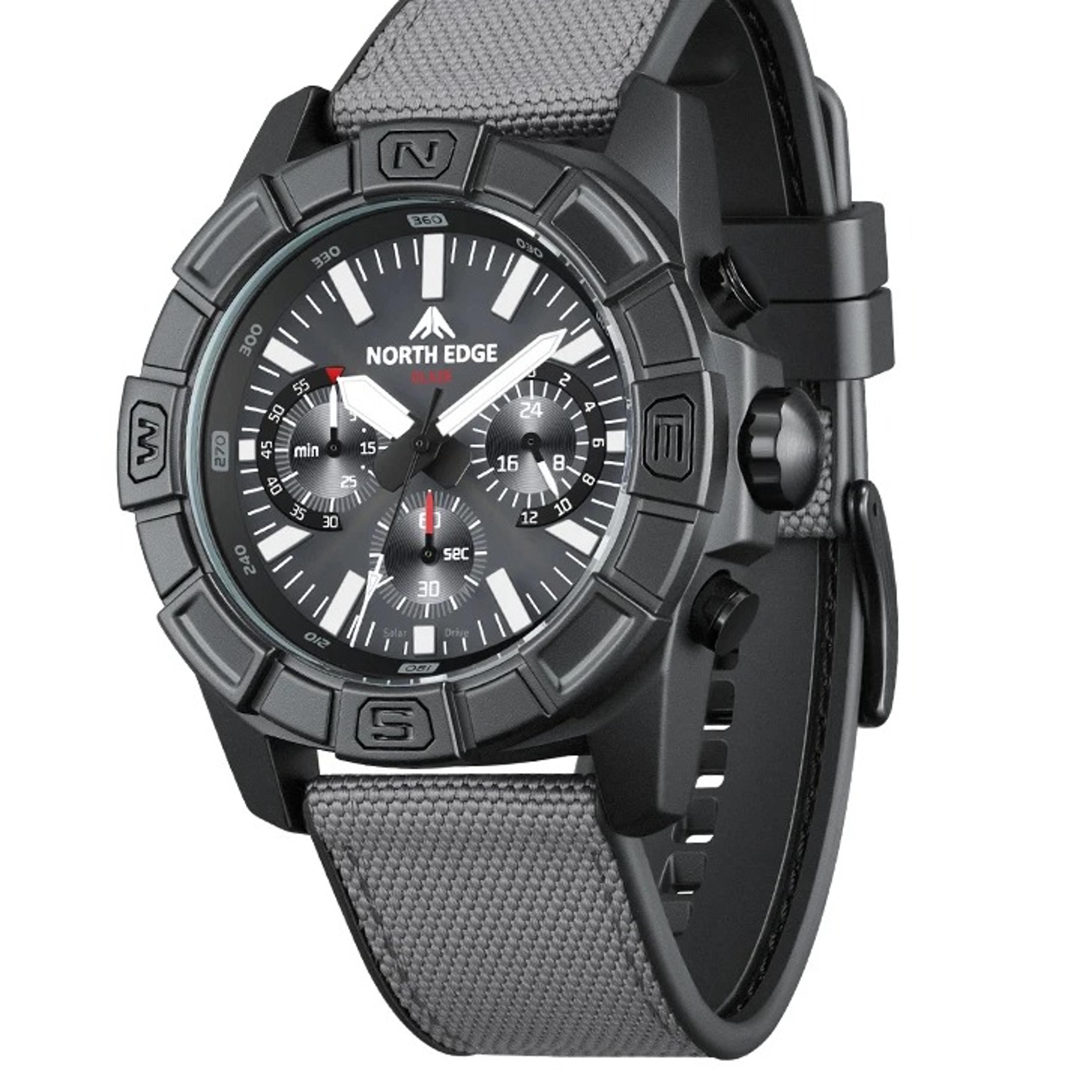 solar powered watch for men waterproof chronograph