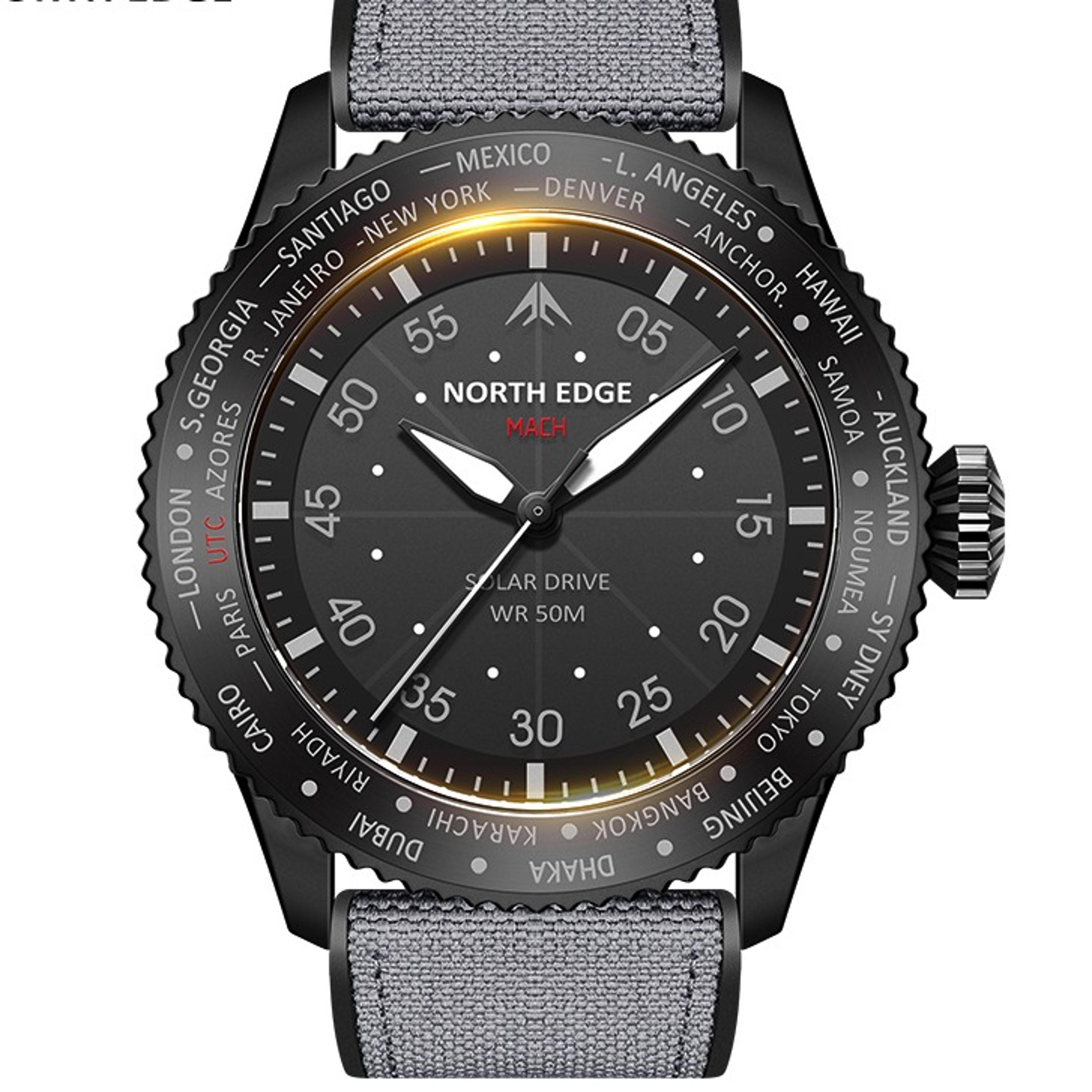 solar powered watch for men waterproof pilot sports watch