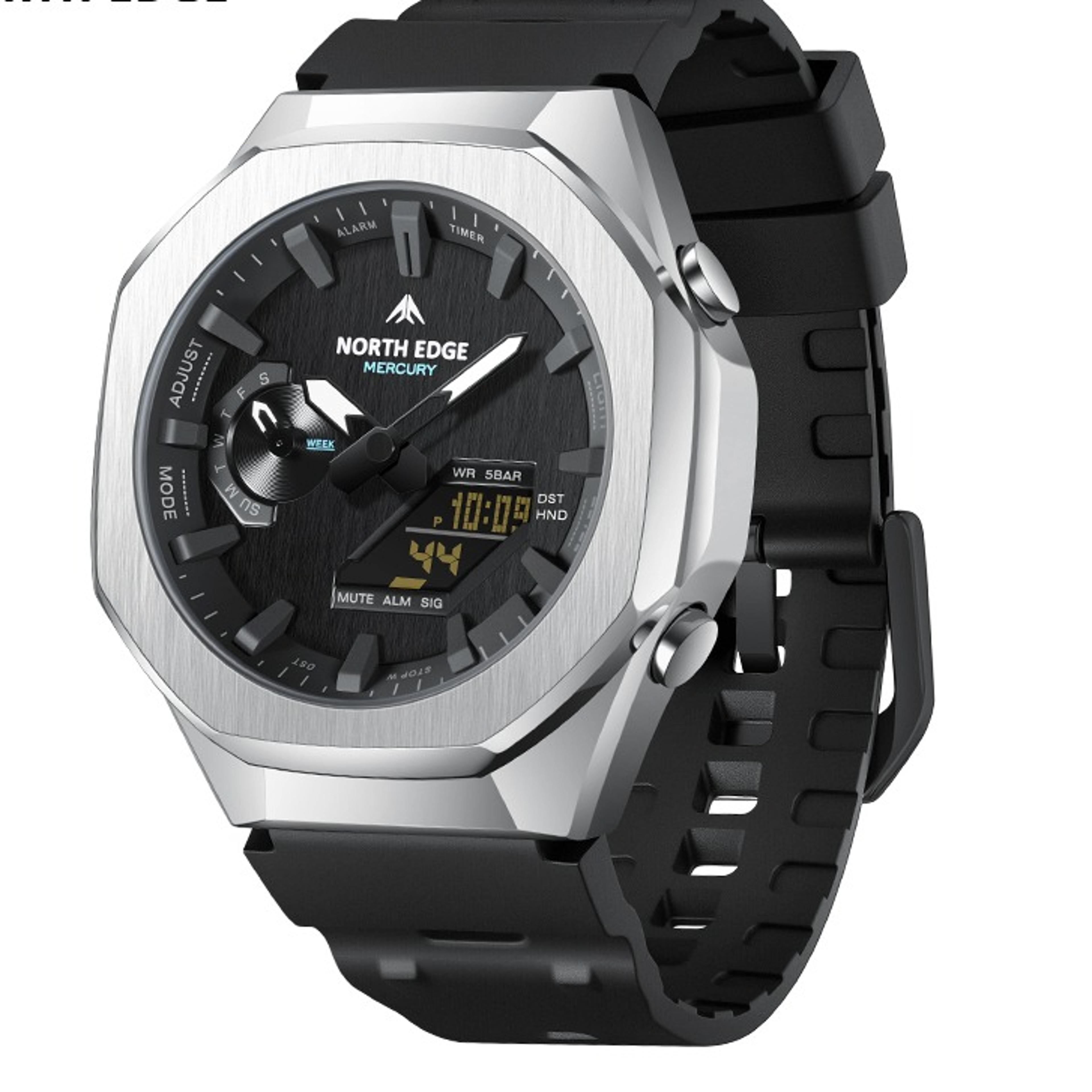 mens digital sports watch 50m water resistant with world time and stopwatch