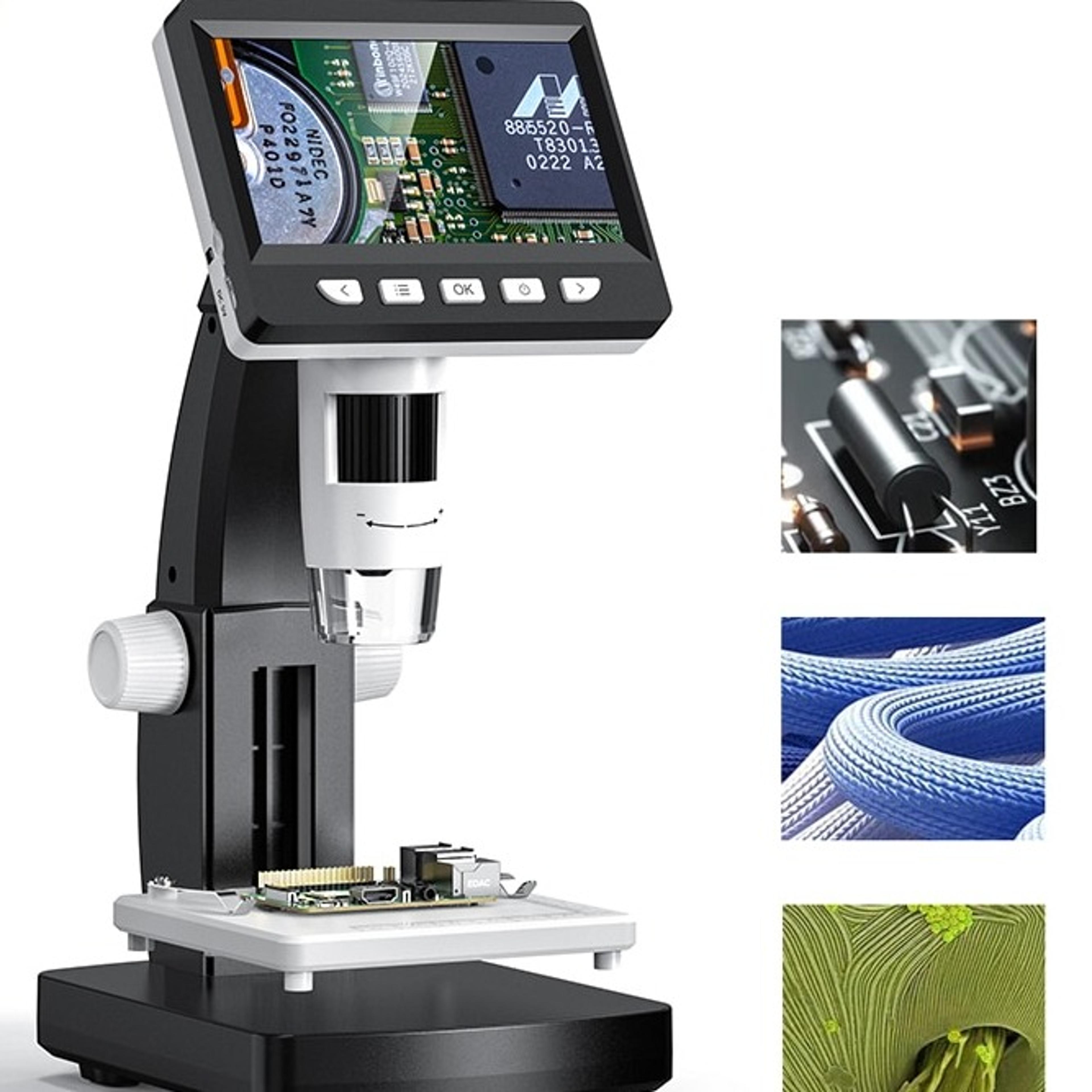 digital coin microscope with lcd display and 8 led lights