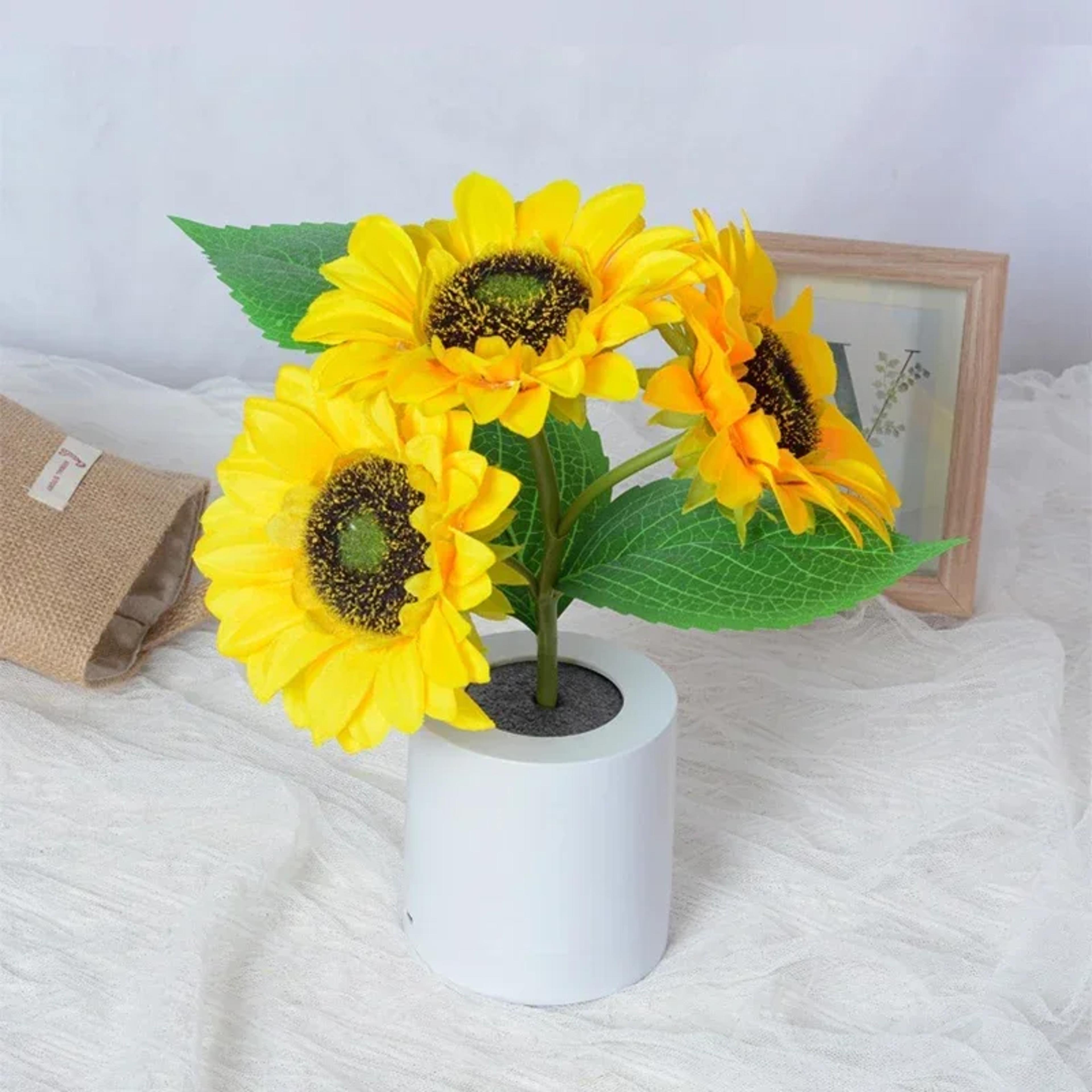 rechargeable sunflower led night light warm bedside table lamp for bedroom decor