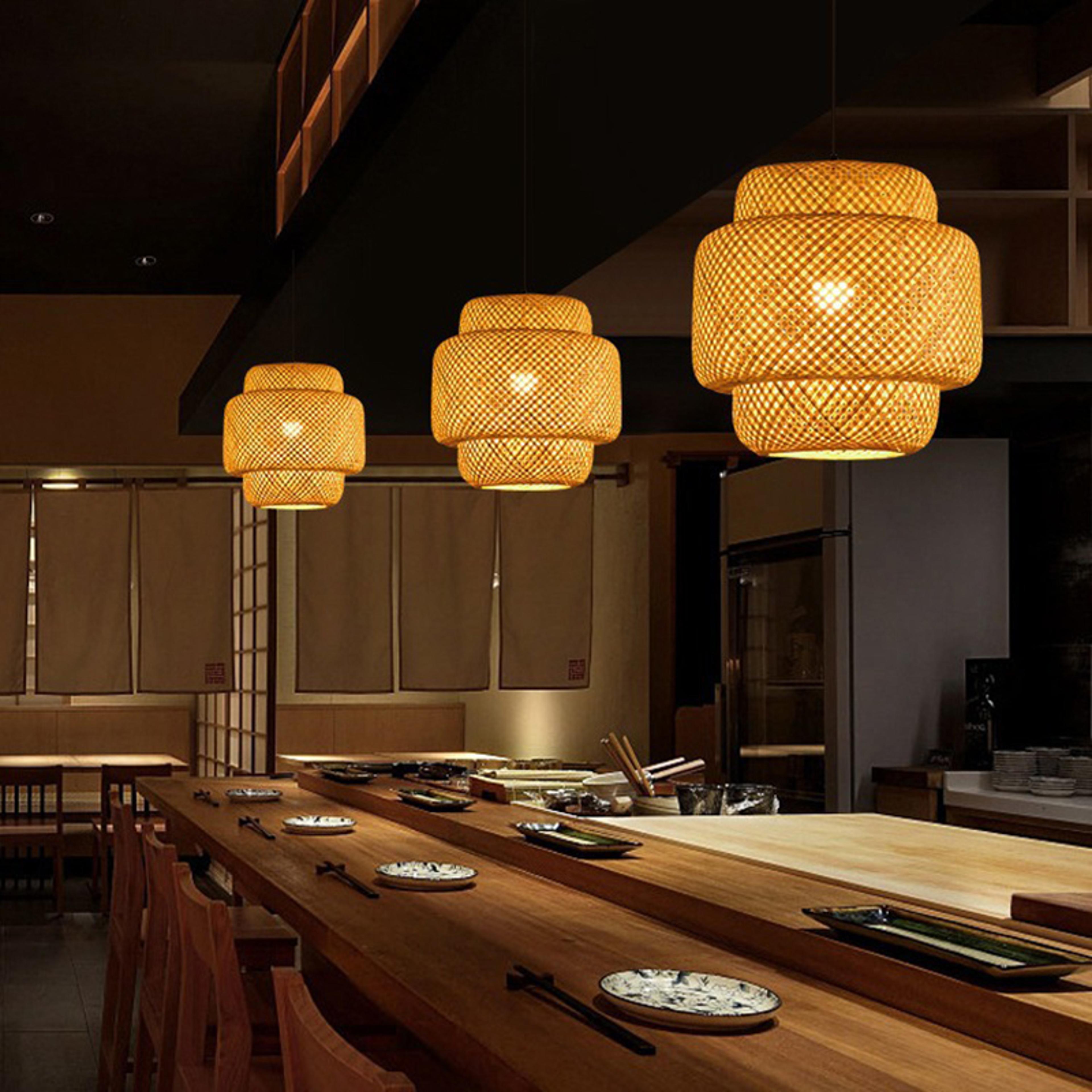 handwoven bamboo pendant light natural woven hanging lamp