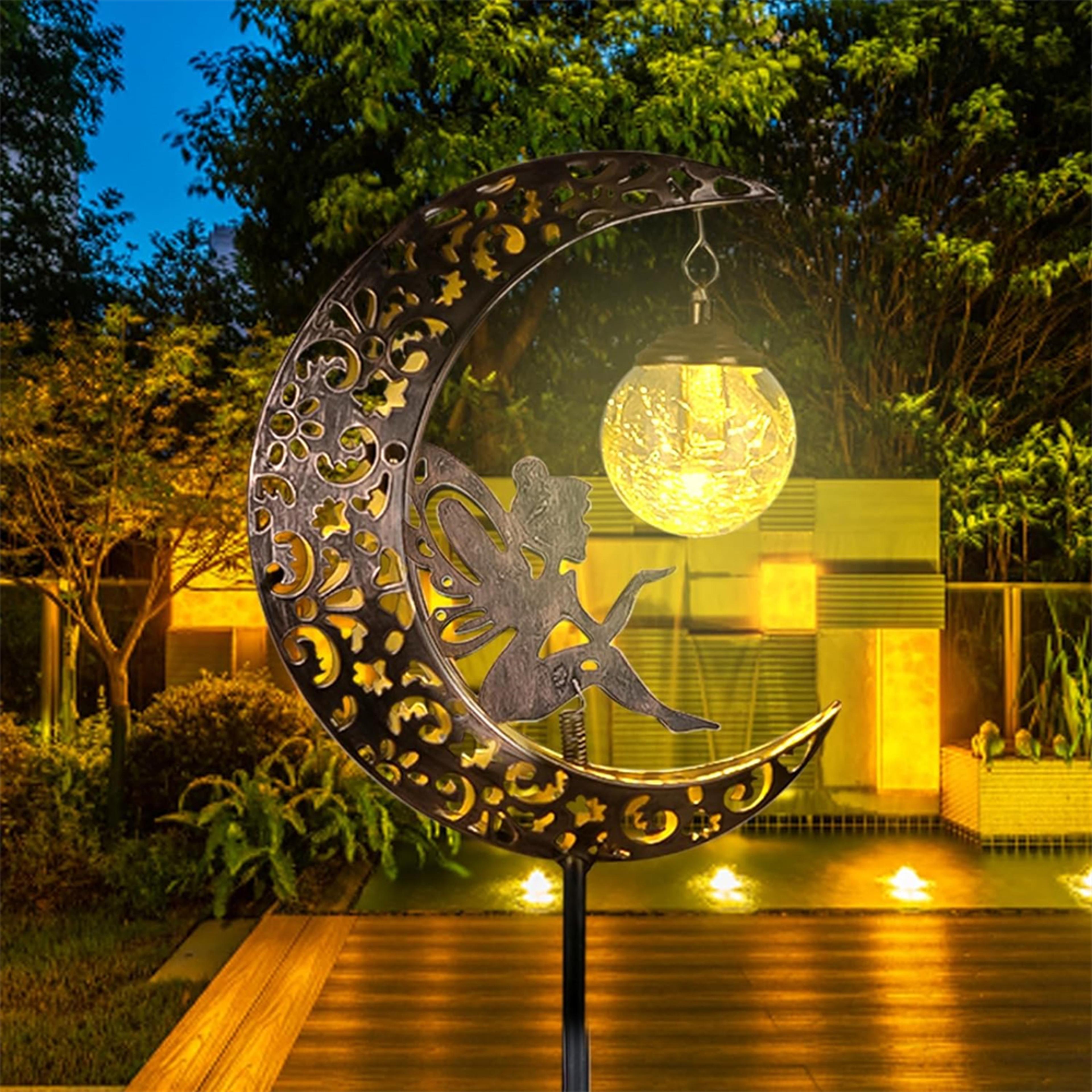 solar fairy moon garden statue light for outdoor garden decor and pathways