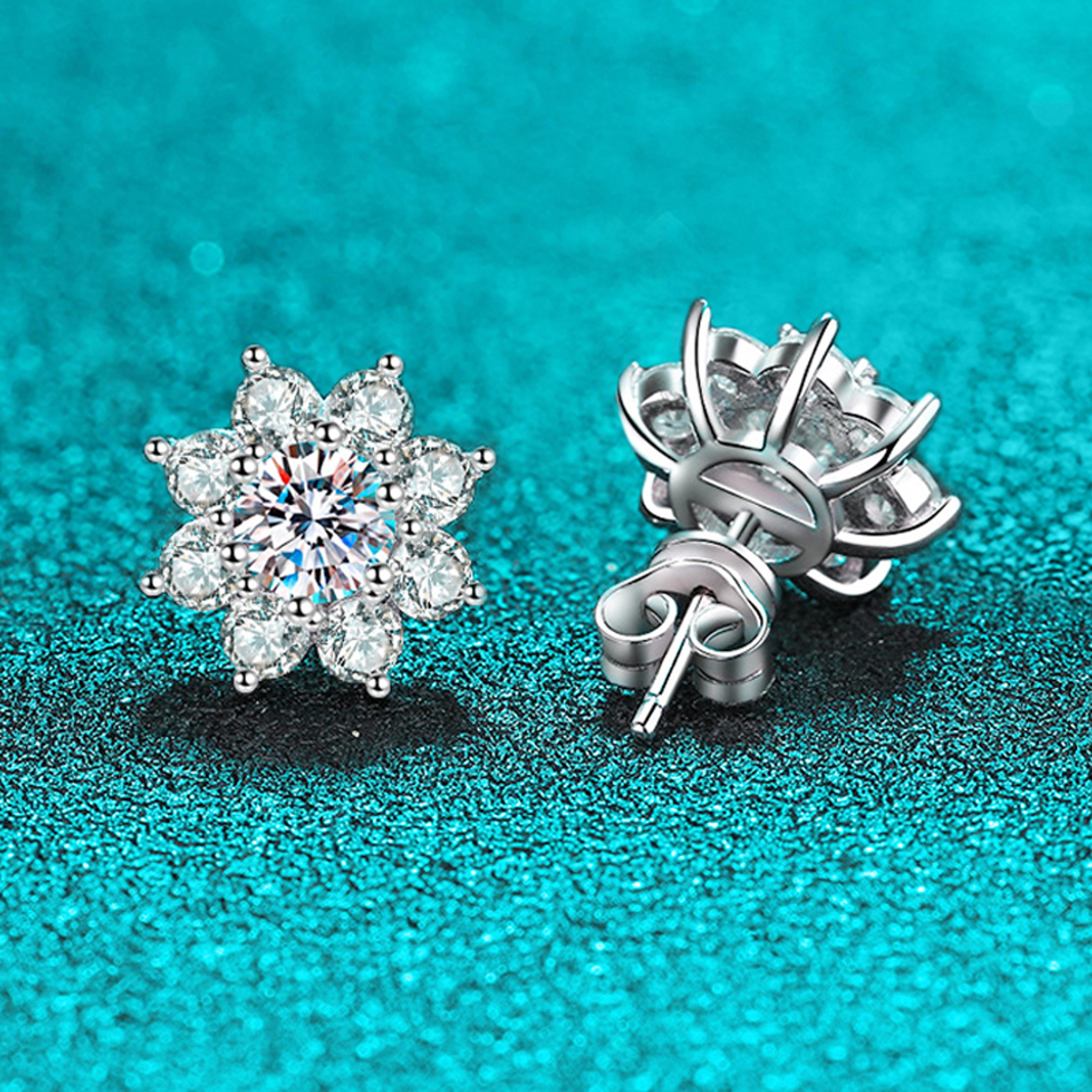 smyoue certified moissanite stud earrings in sterling silver