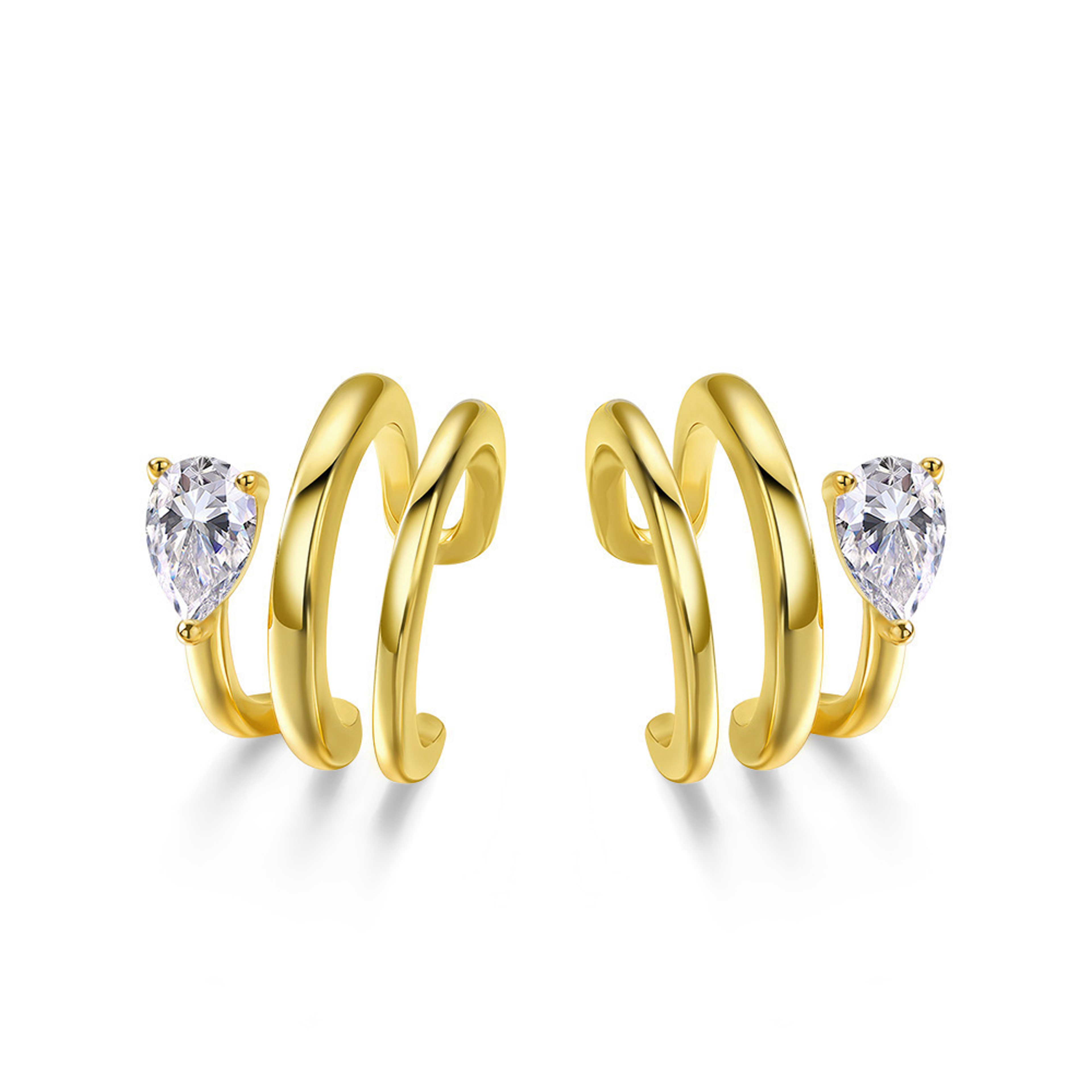 pear cut moissanite clip on earrings in sterling silver gold plated