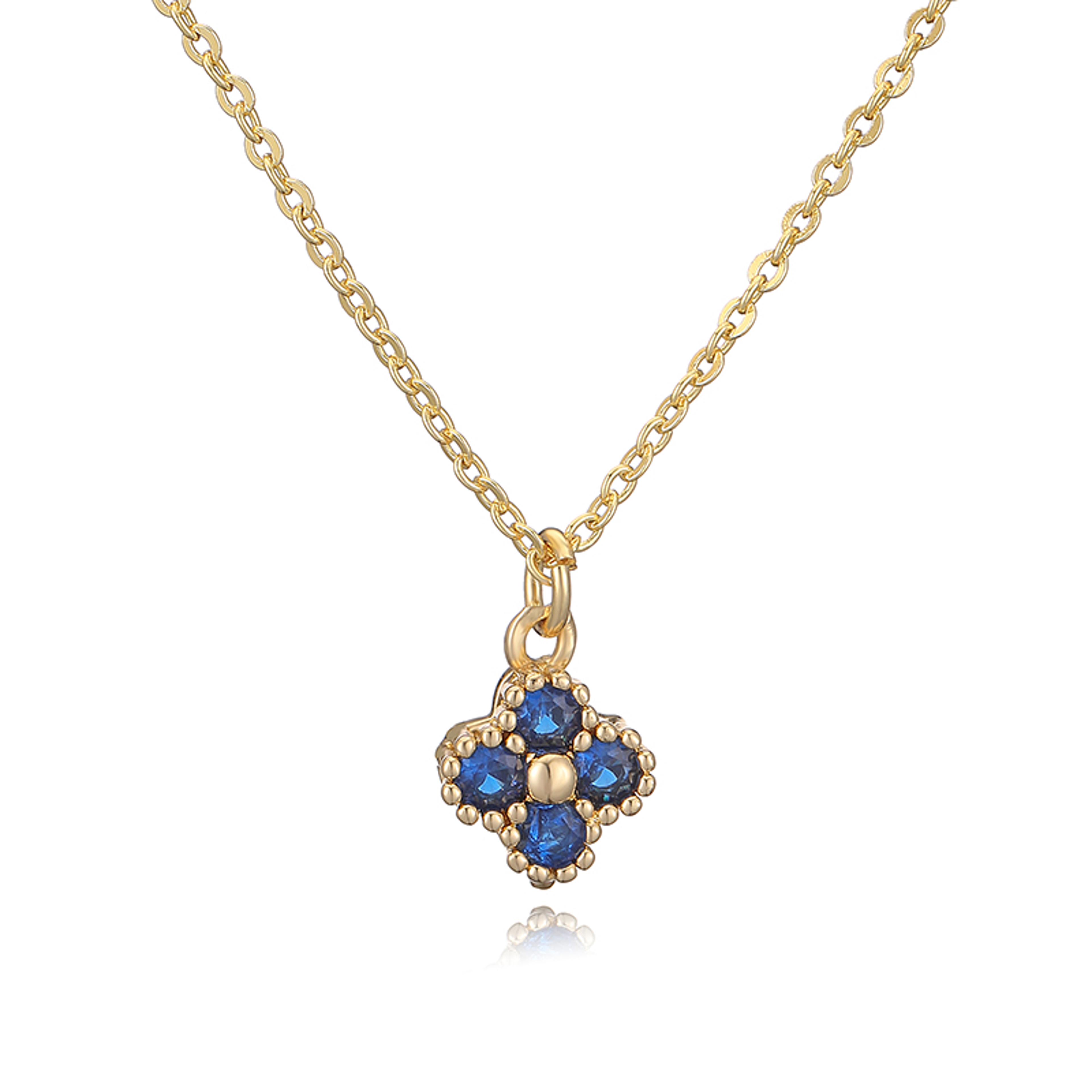 gold plated cubic zirconia flower pendant necklace for women