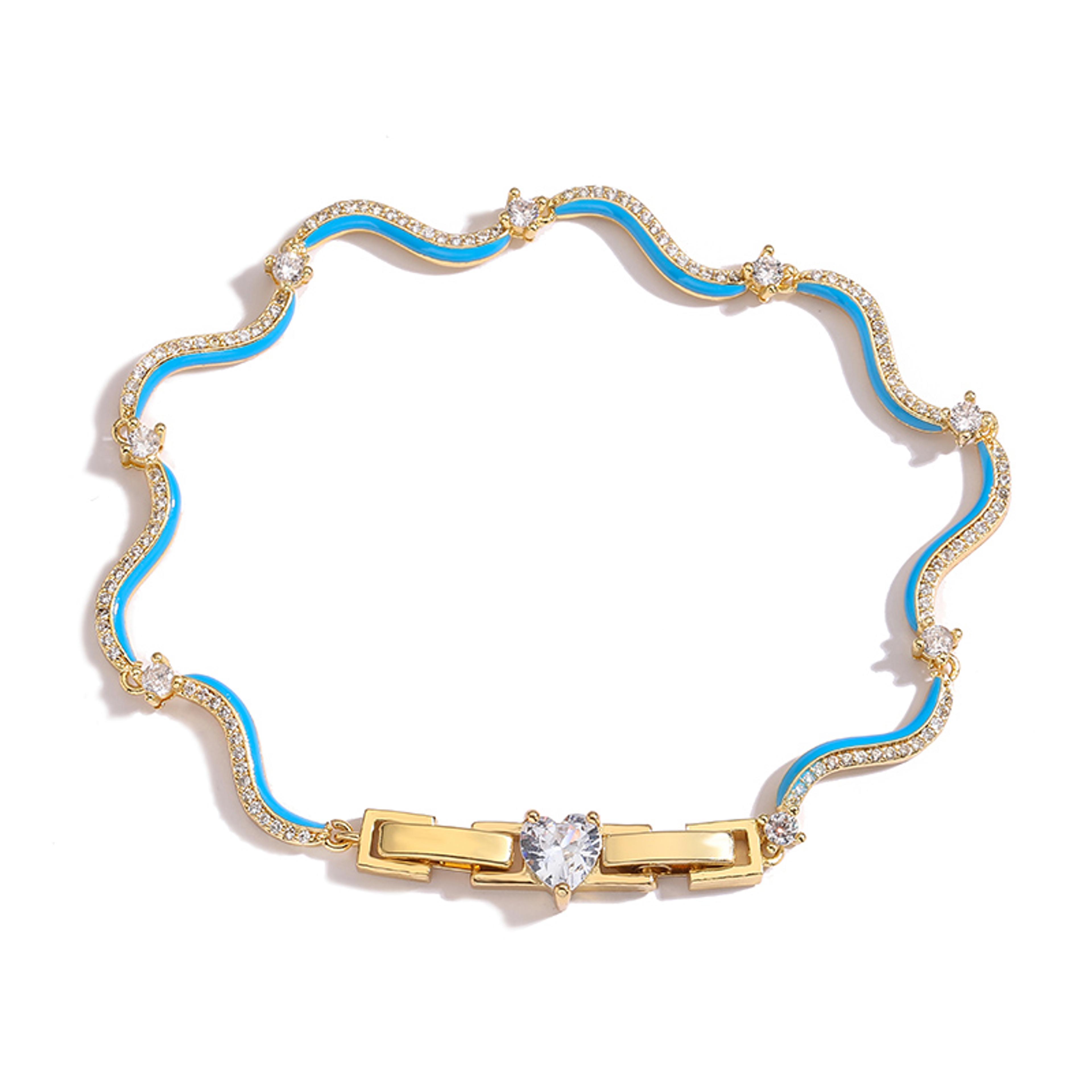 multicolor enamel necklace and bracelet jewelry set for women