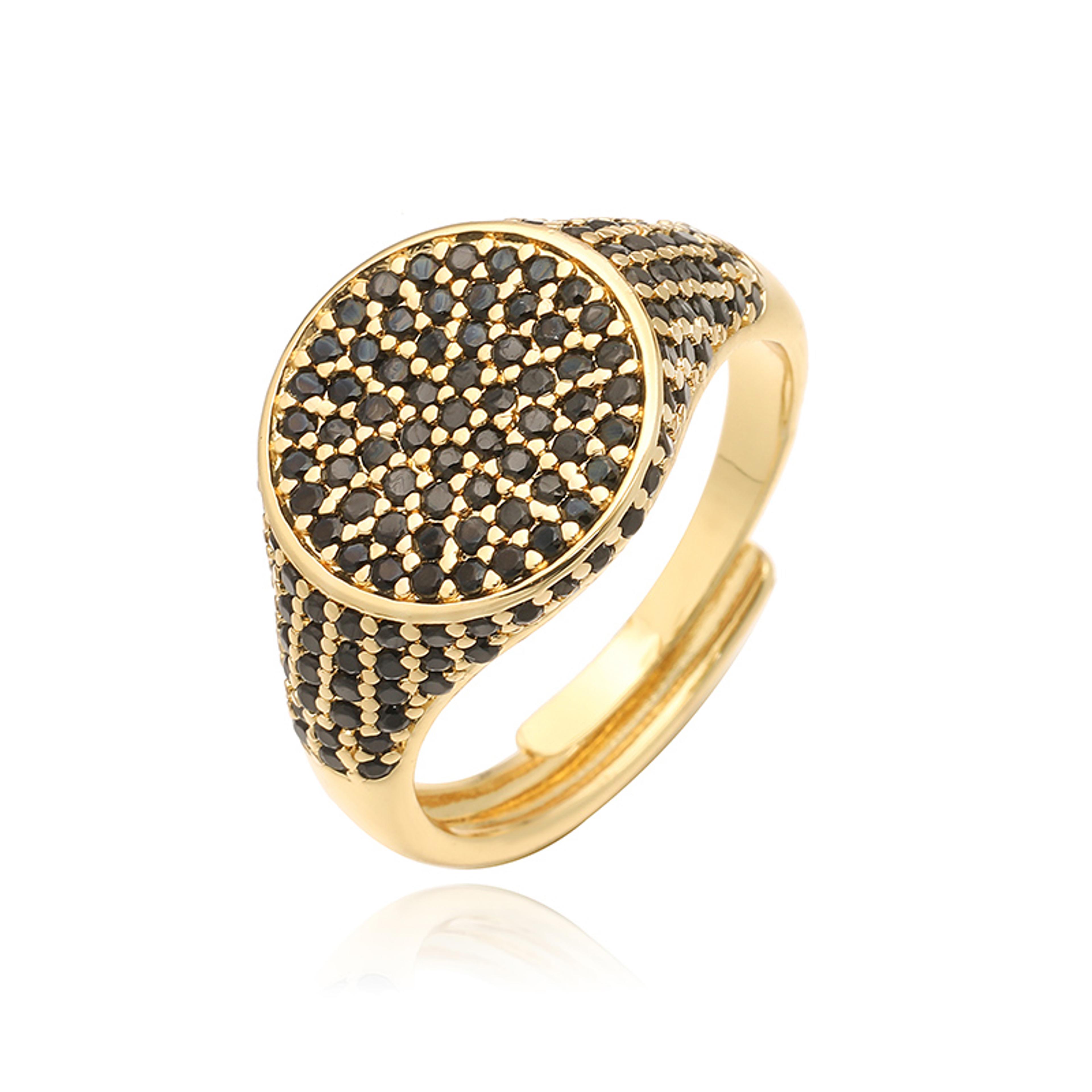gold plated multicolor zirconia ring adjustable statement ring