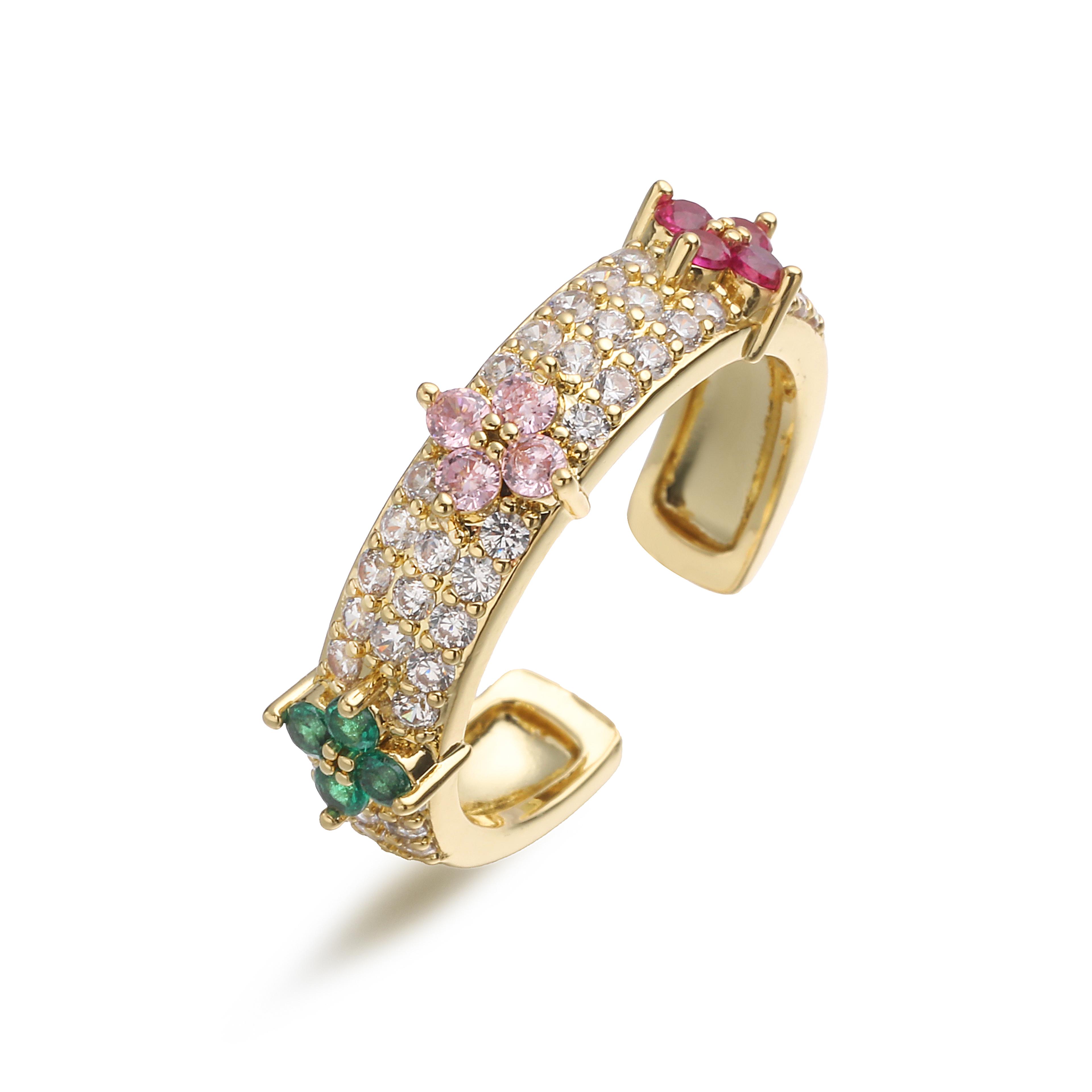 four leaf clover ring thickened adjustable ring statement jewelry