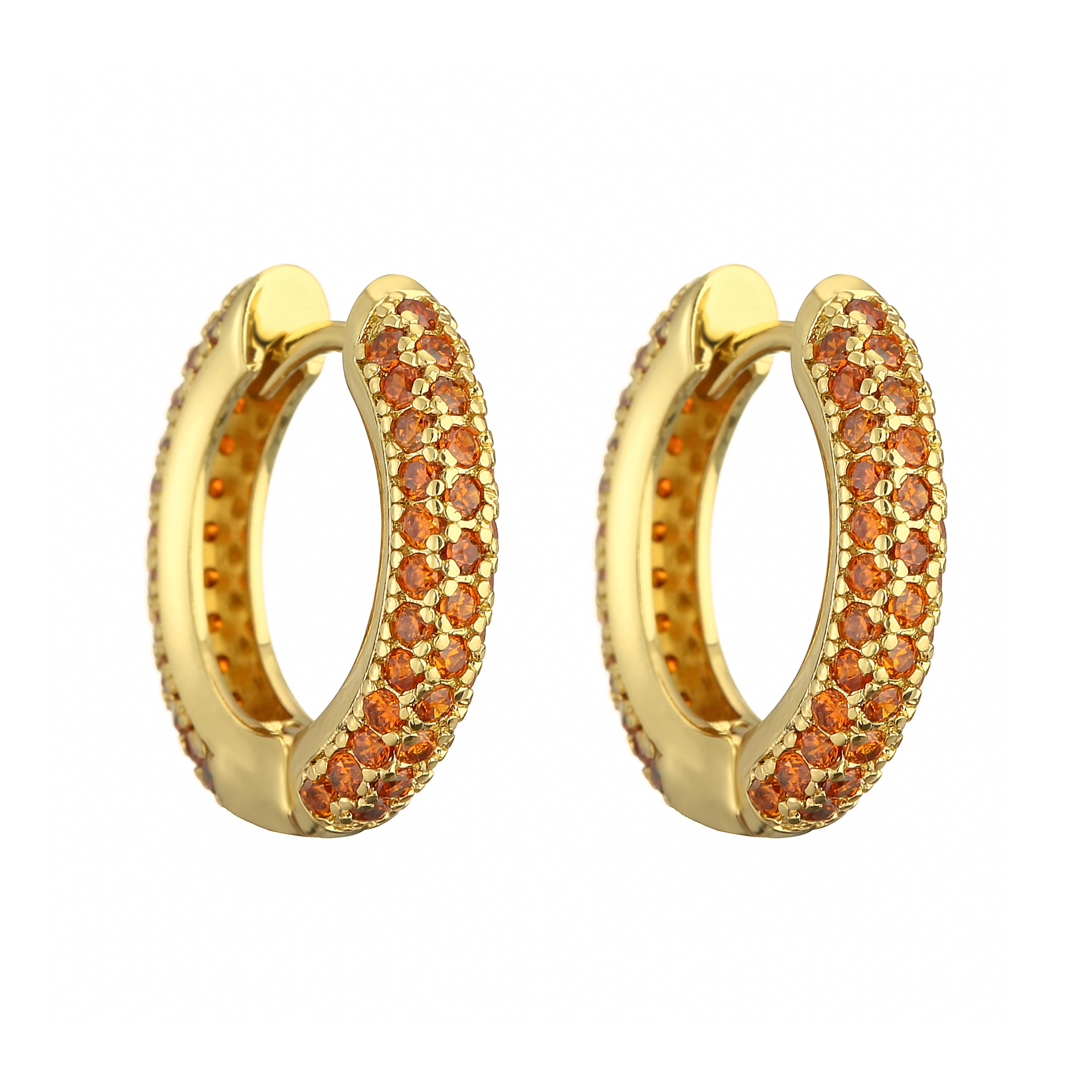 gold plated huggie earrings with colorful cz zircon dainty hoops for women