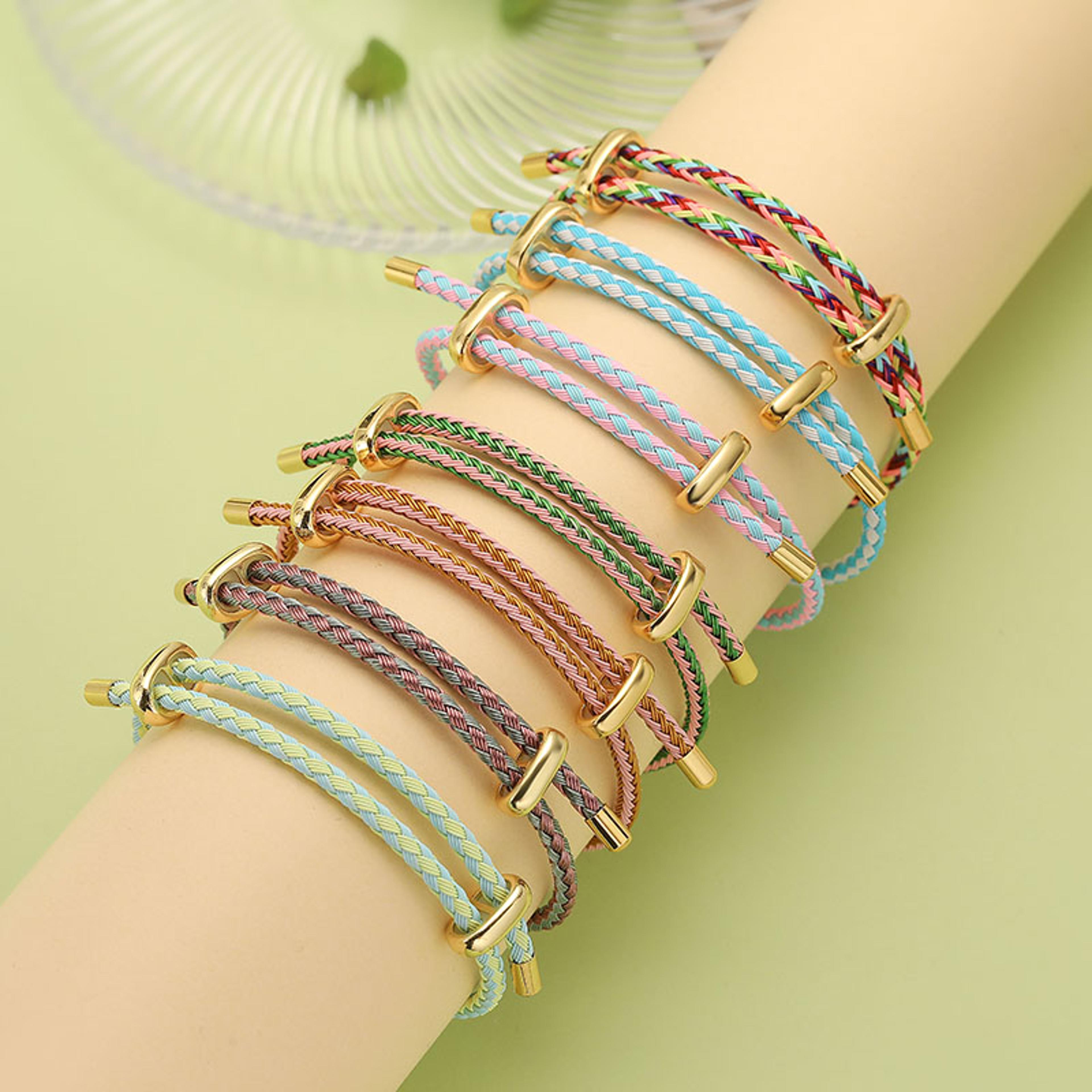 colorful steel wire adjustable braided couple bracelet for men and women