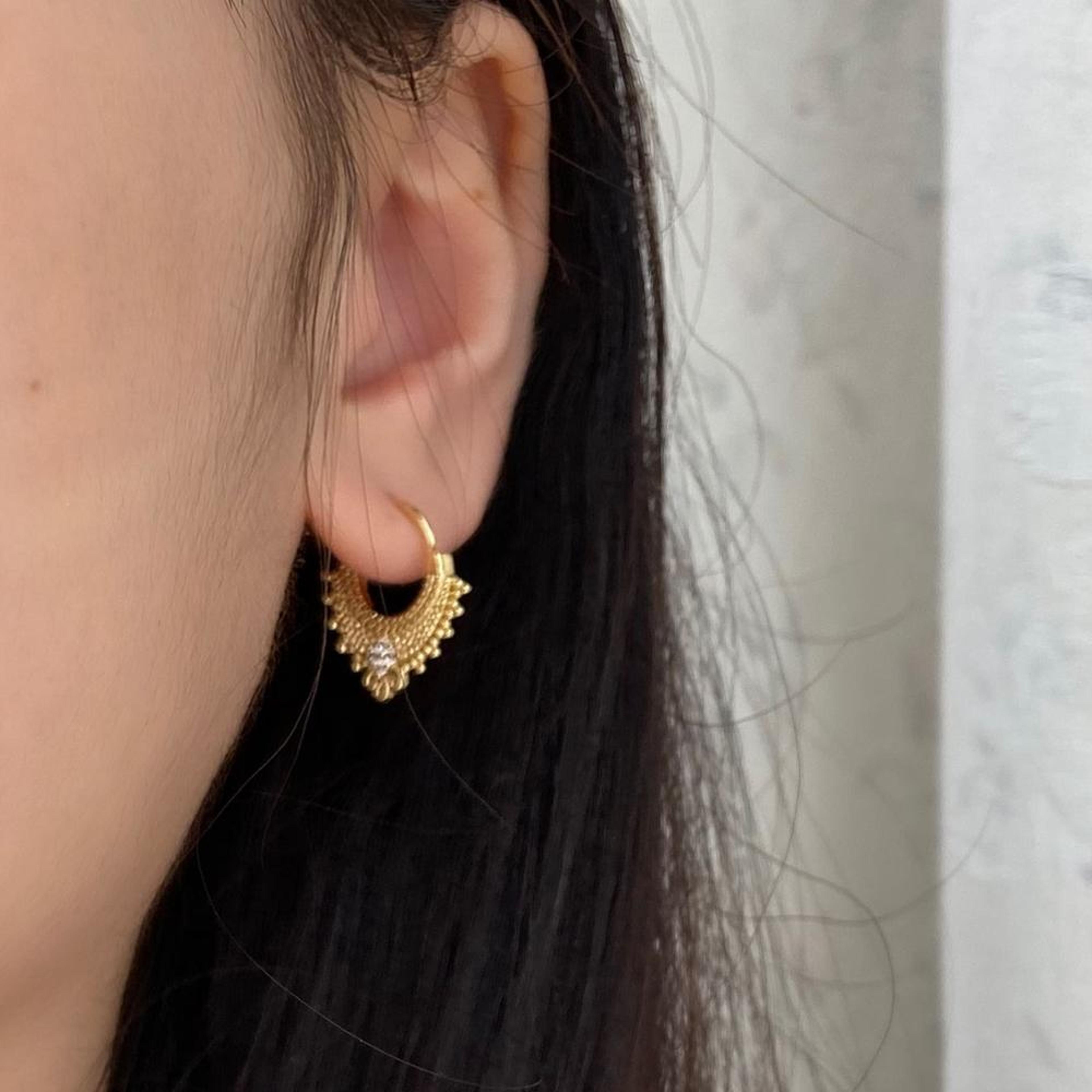 mini cz lace clip on earrings for women gold silver