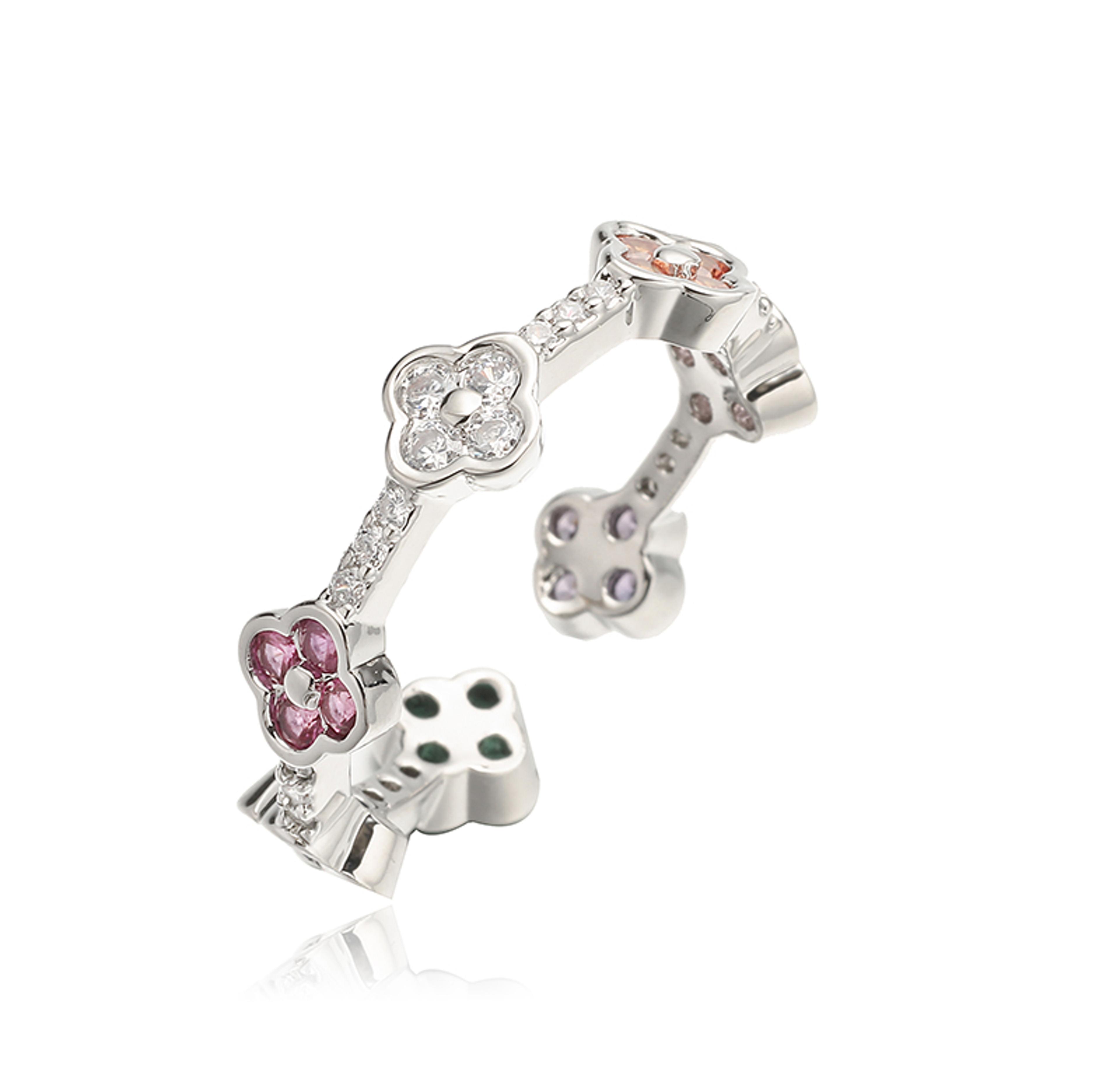 plated zircon flower ring for women style crystal jewelry