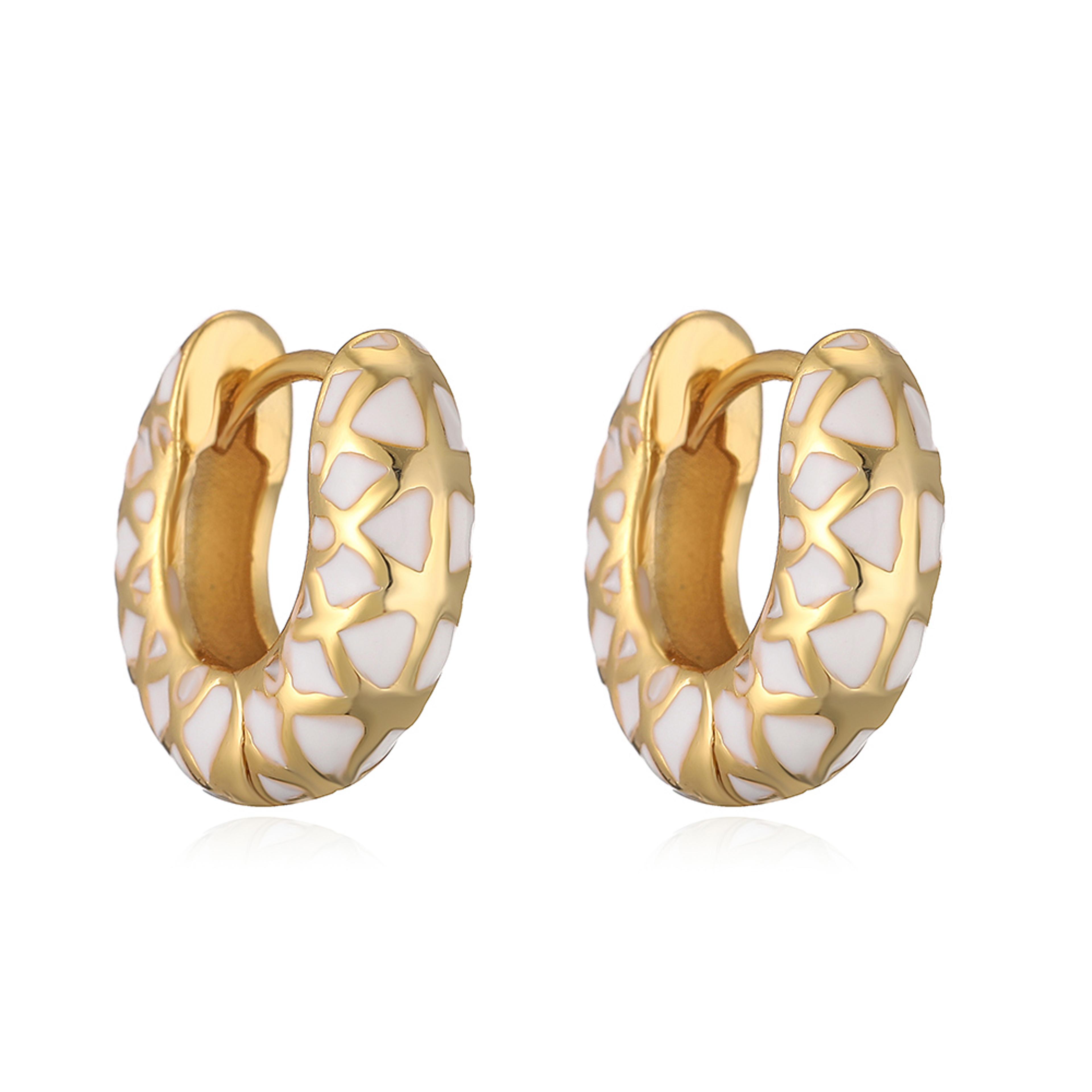 colorful enamel hoop earrings geometric huggie earrings for women