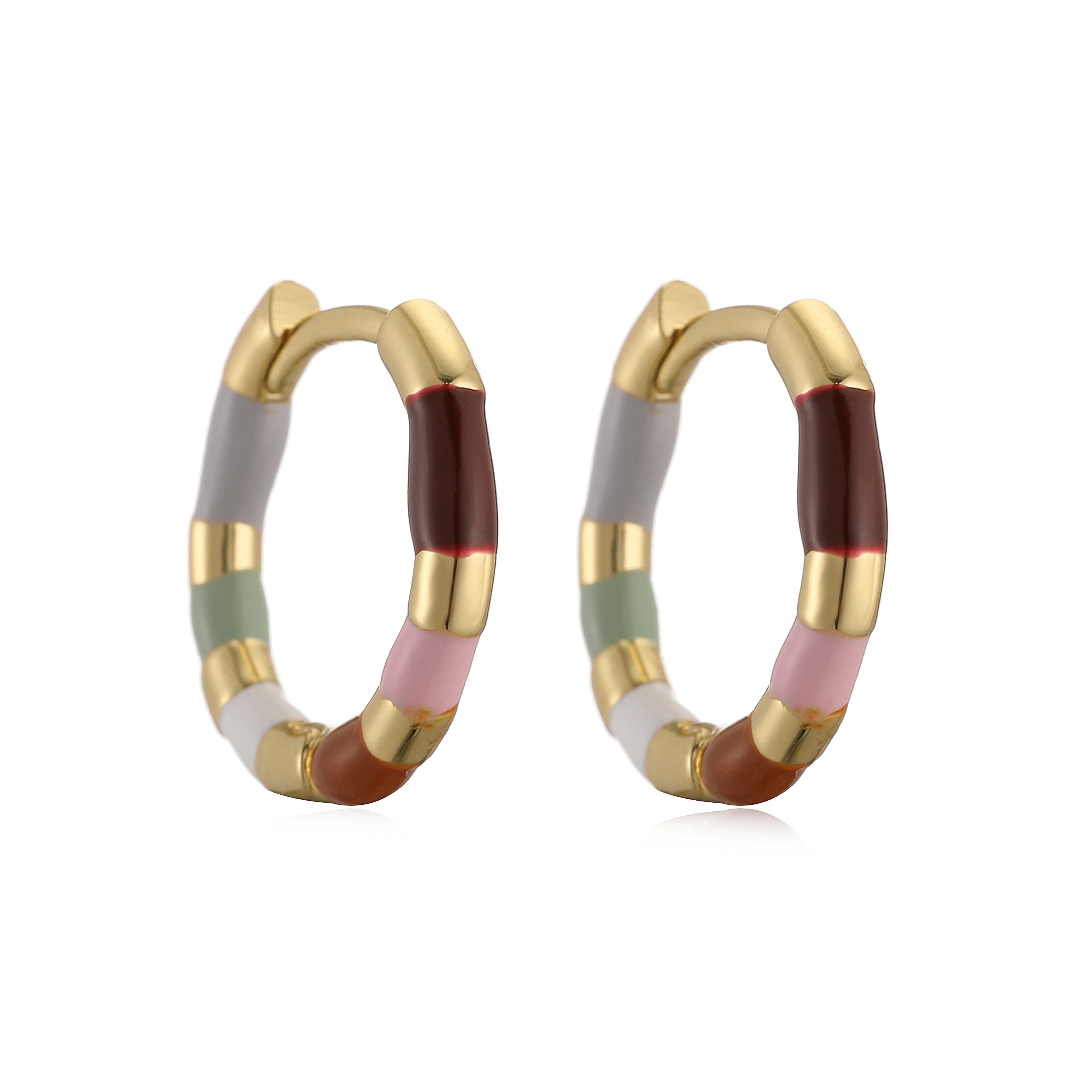 colorful enamel bamboo drop earrings for women retro statement jewelry