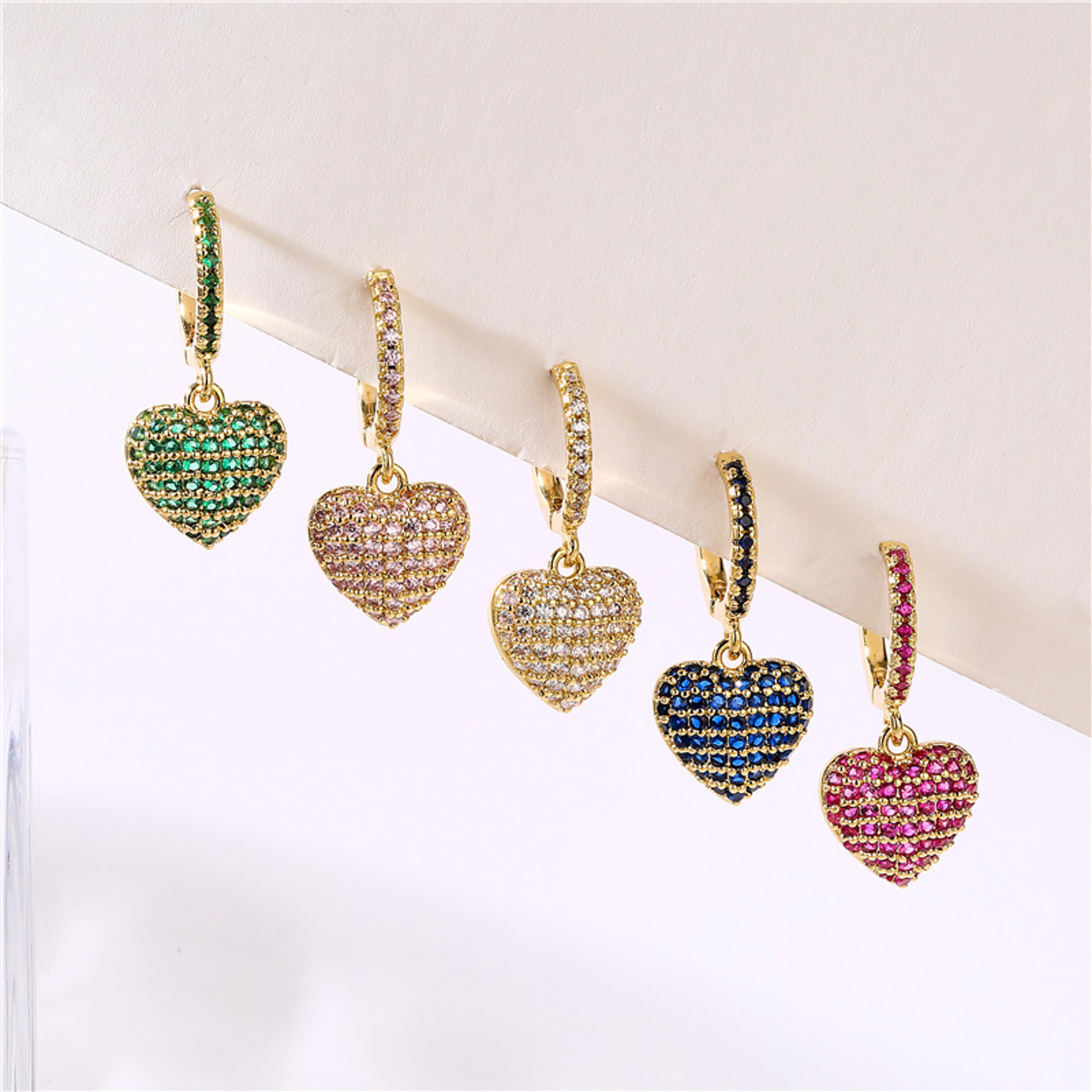 silver heart hoop earrings for women cute shining wedding jewelry