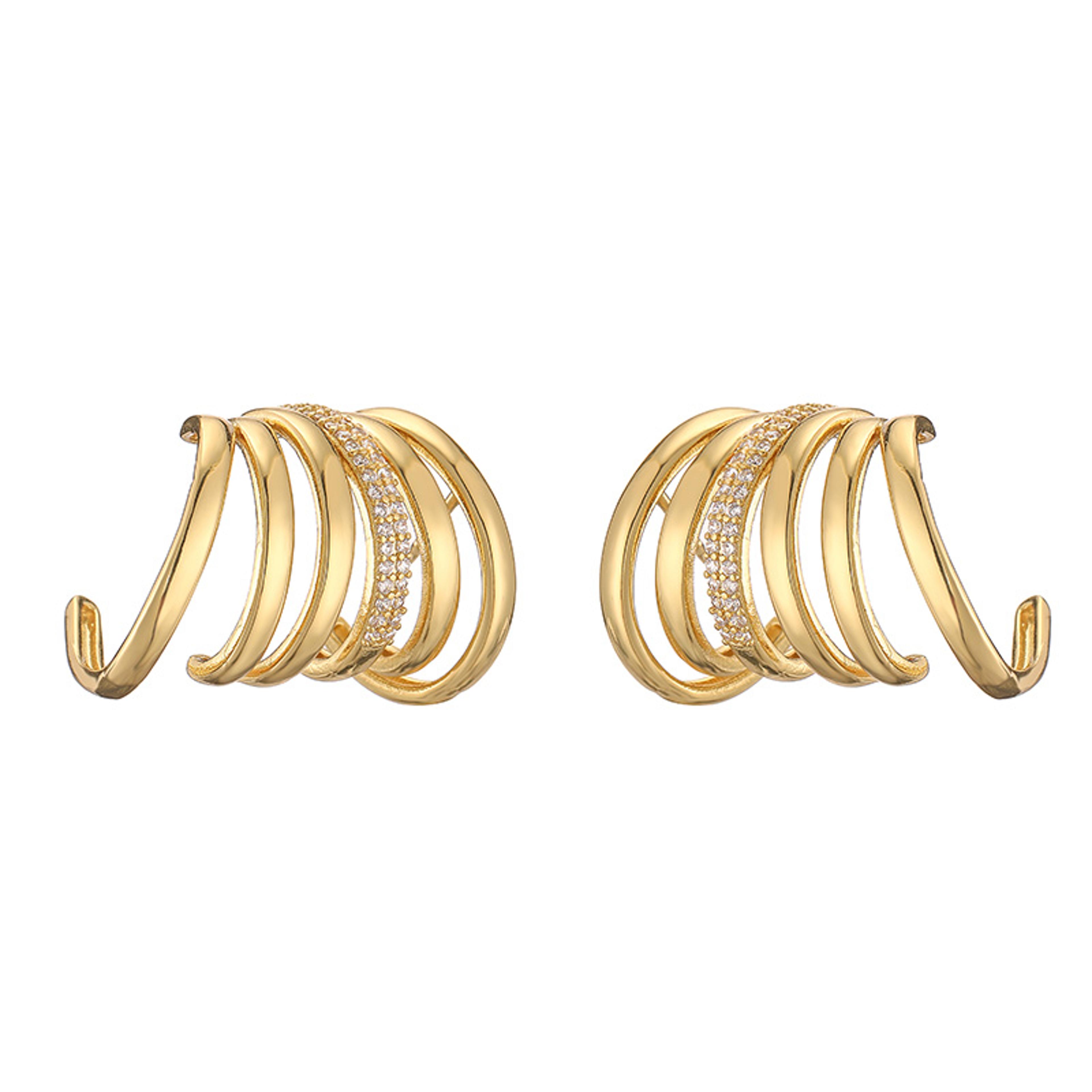 irregular c shape hoop earrings for women with zircon geometric design