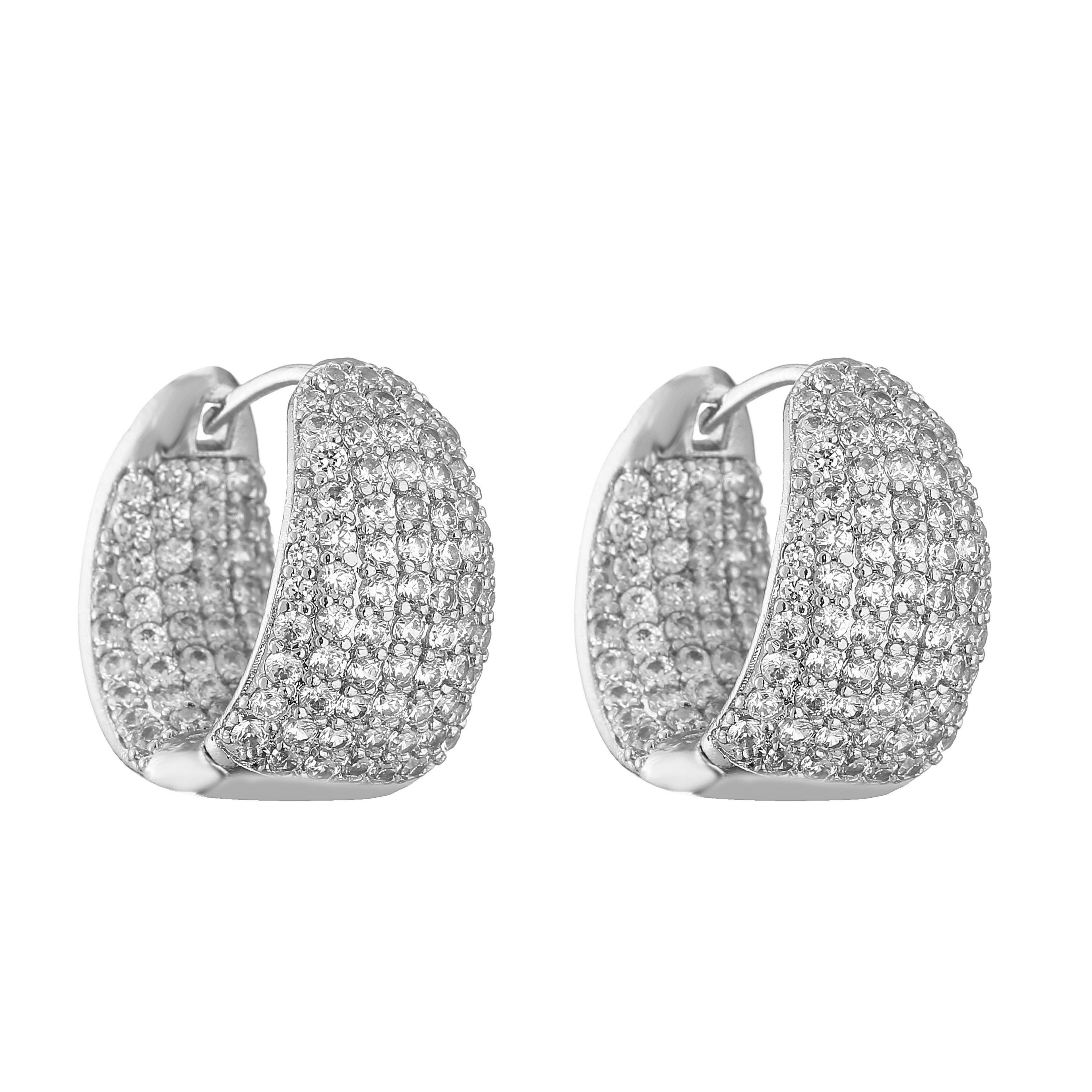 gold plated huggie earrings with cz zircon for women