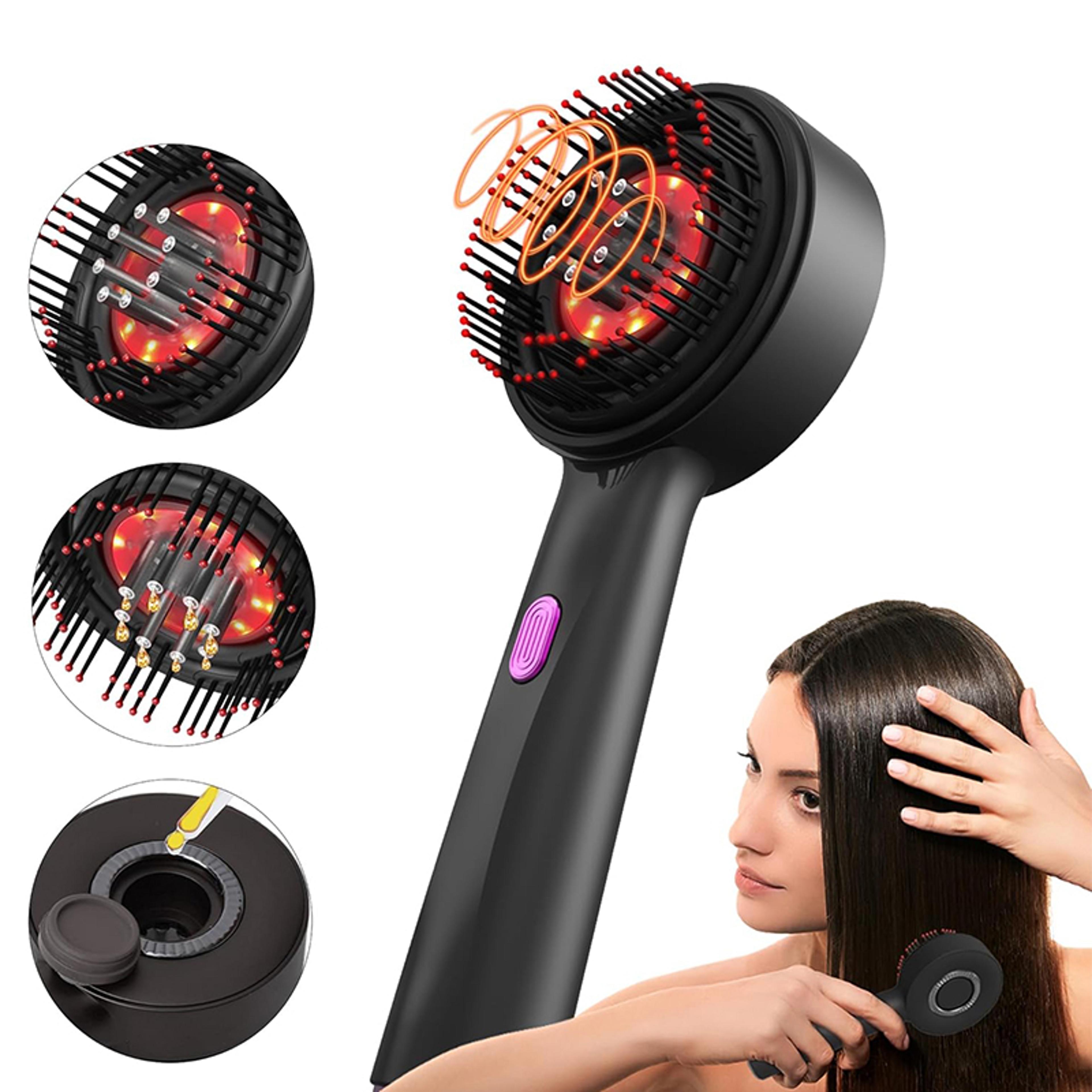 electric scalp massager with red light therapy comb and hair oil applicator
