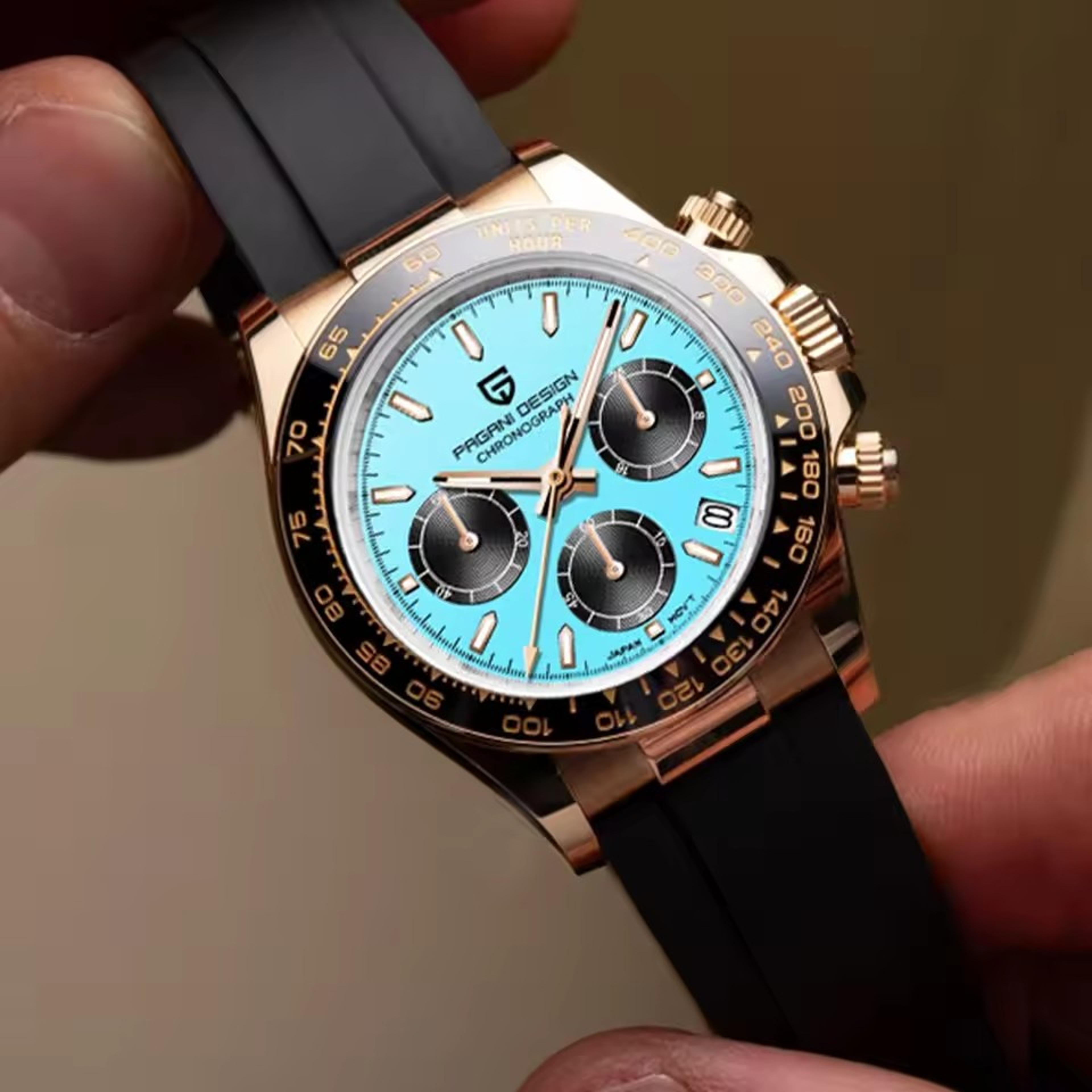 sky blue chronograph sapphire quartz watch for men