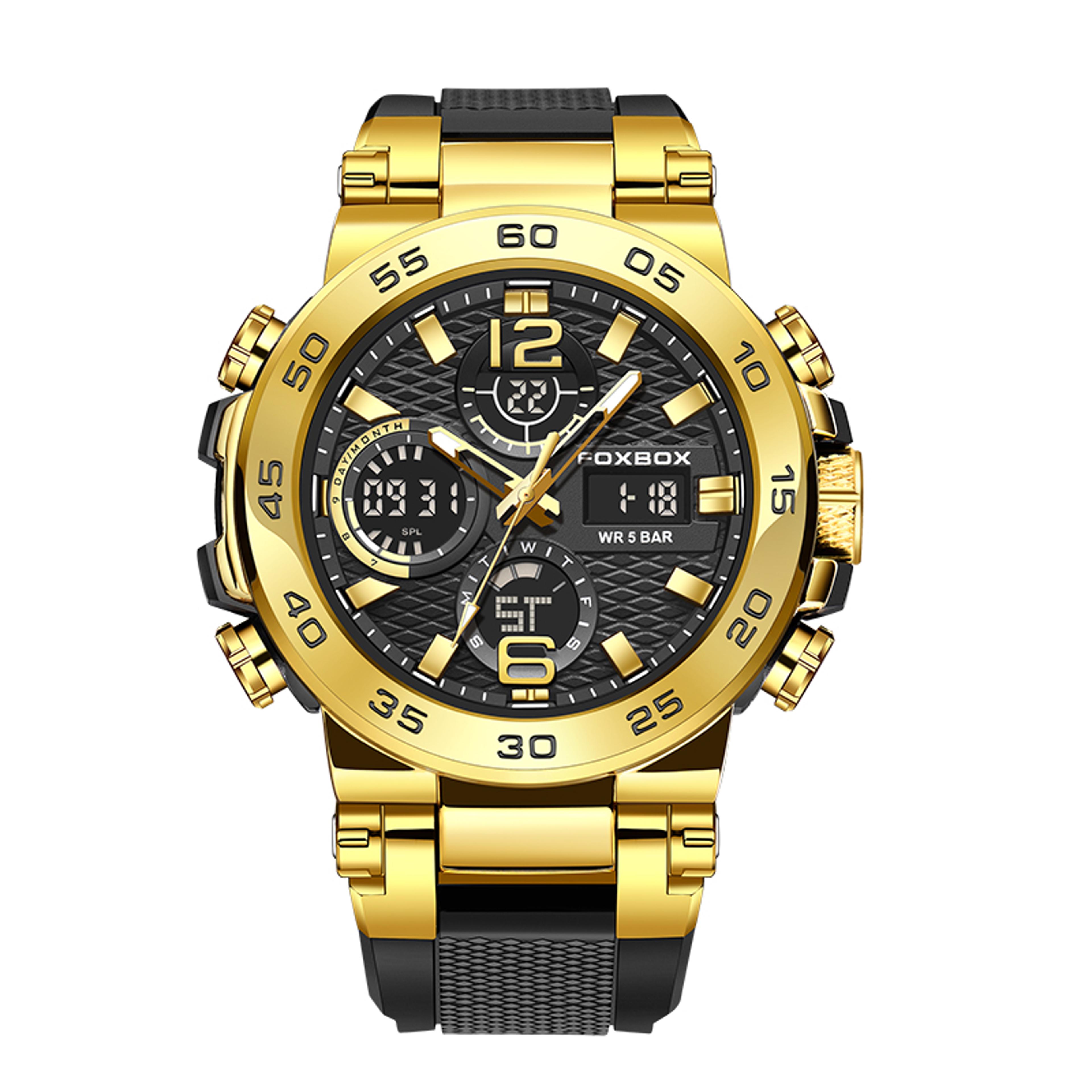waterproof military watch for men dual display sports quartz watch