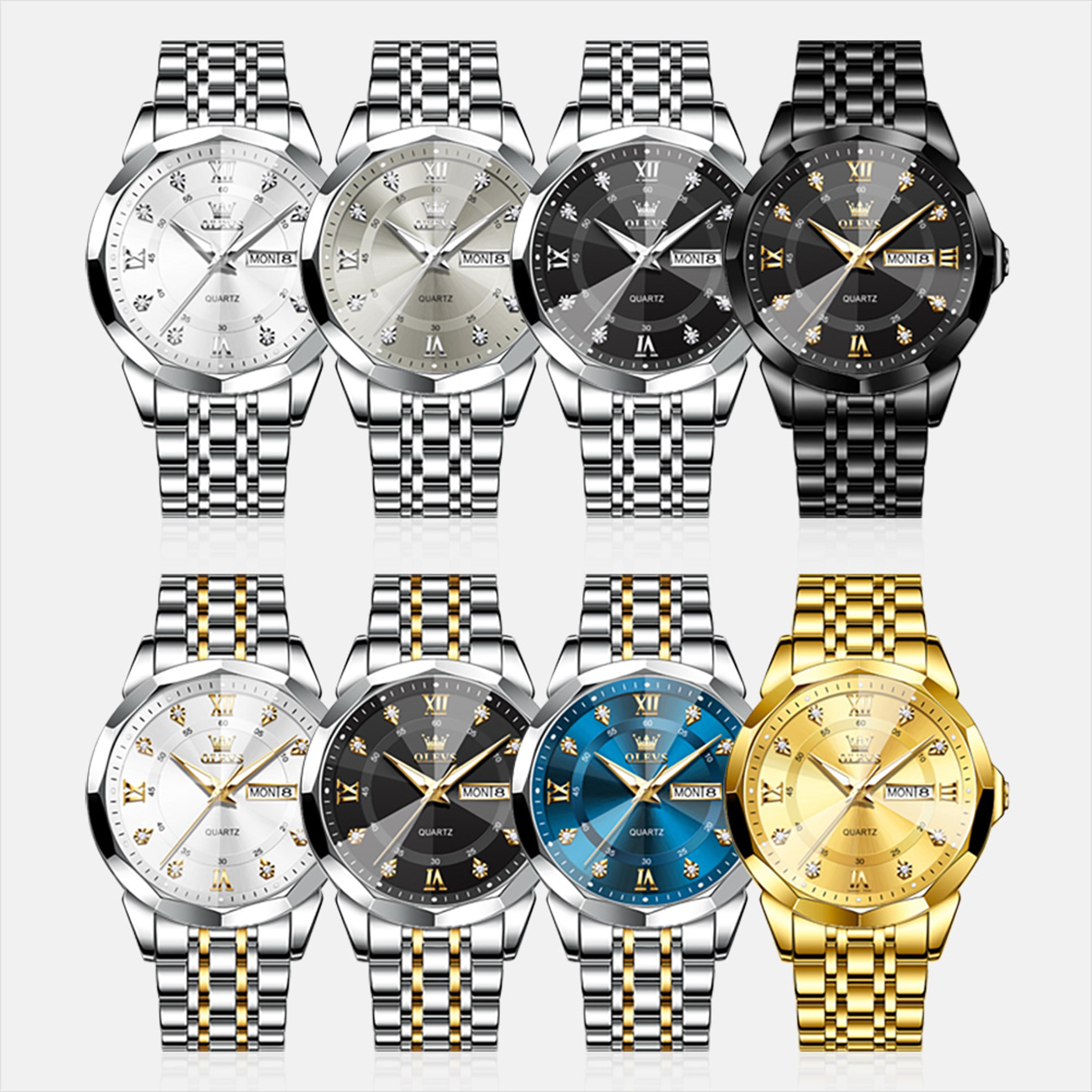 luxury mens quartz watch stainless steel business dress watch