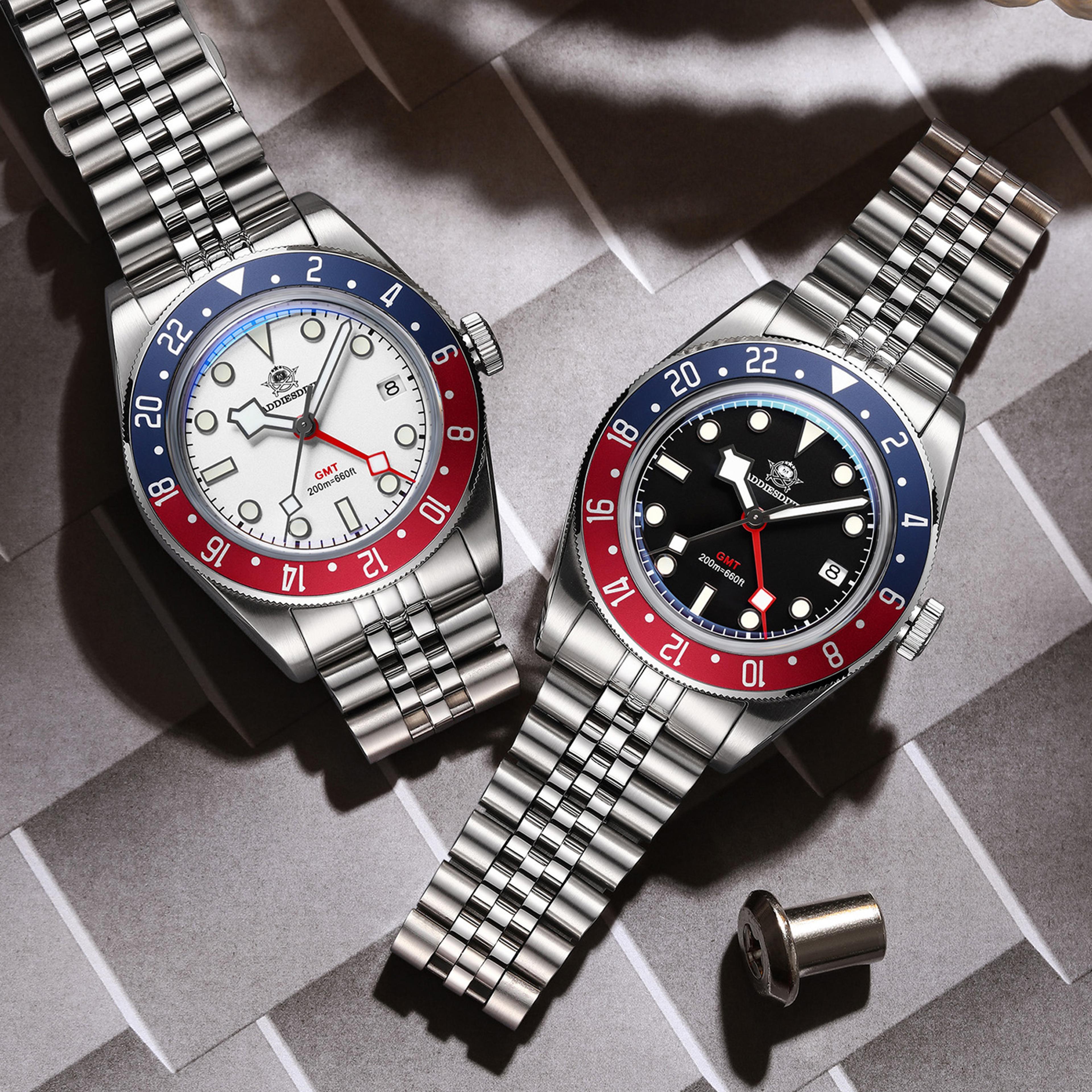gmt watch for men diver watch with swiss quartz movement