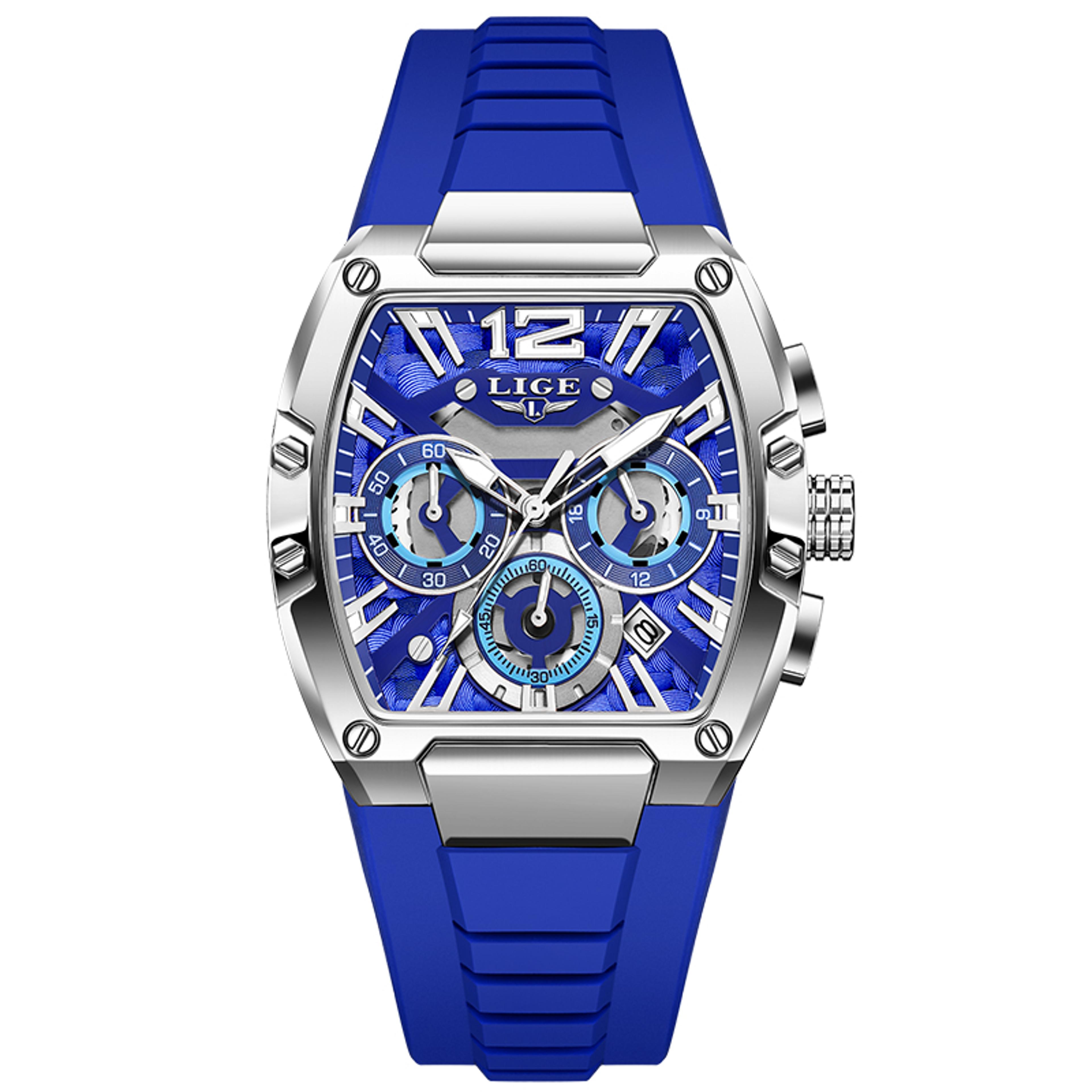 mens chronograph watch sport military quartz watch with silicone strap