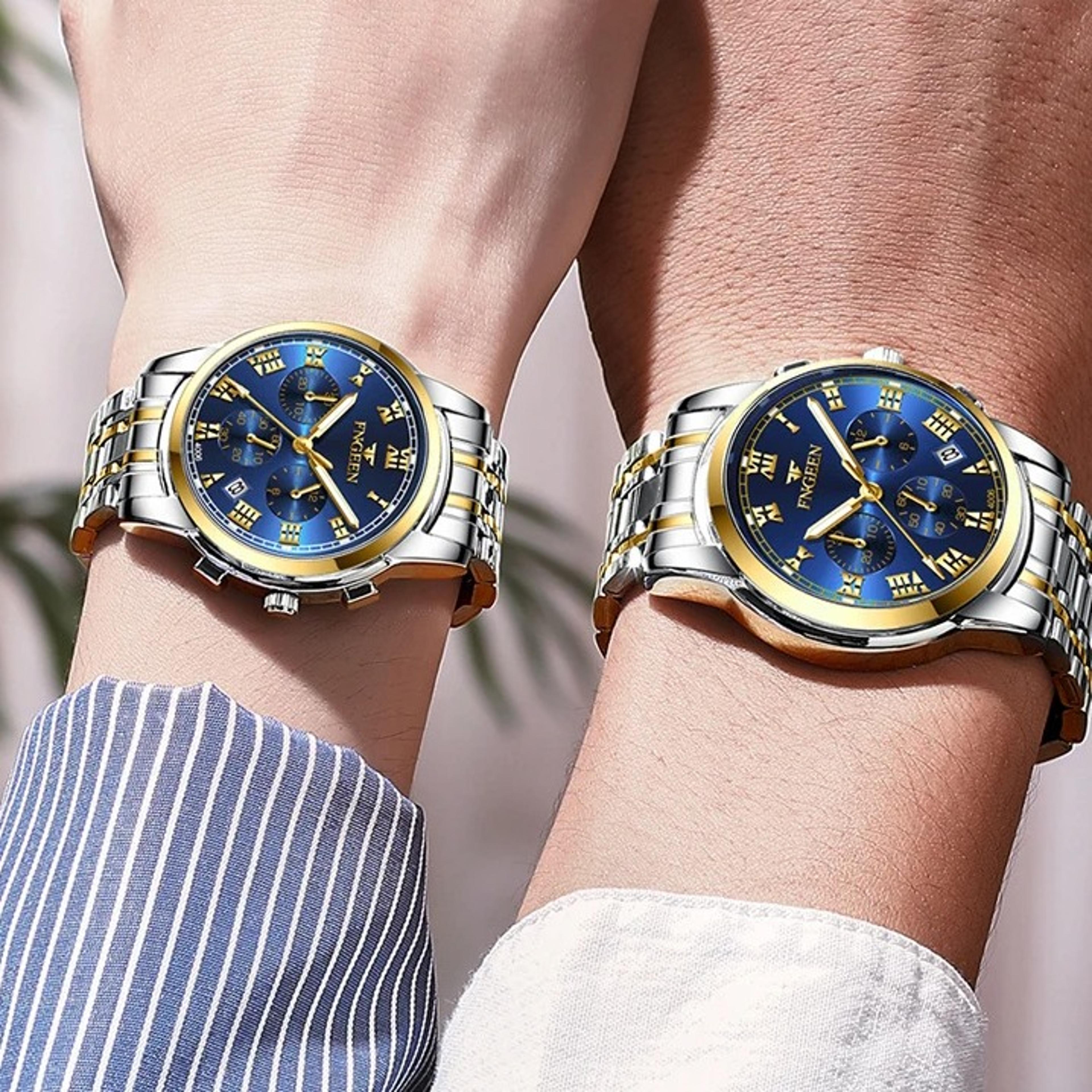 couple watches set stainless steel waterproof quartz watches for him and her