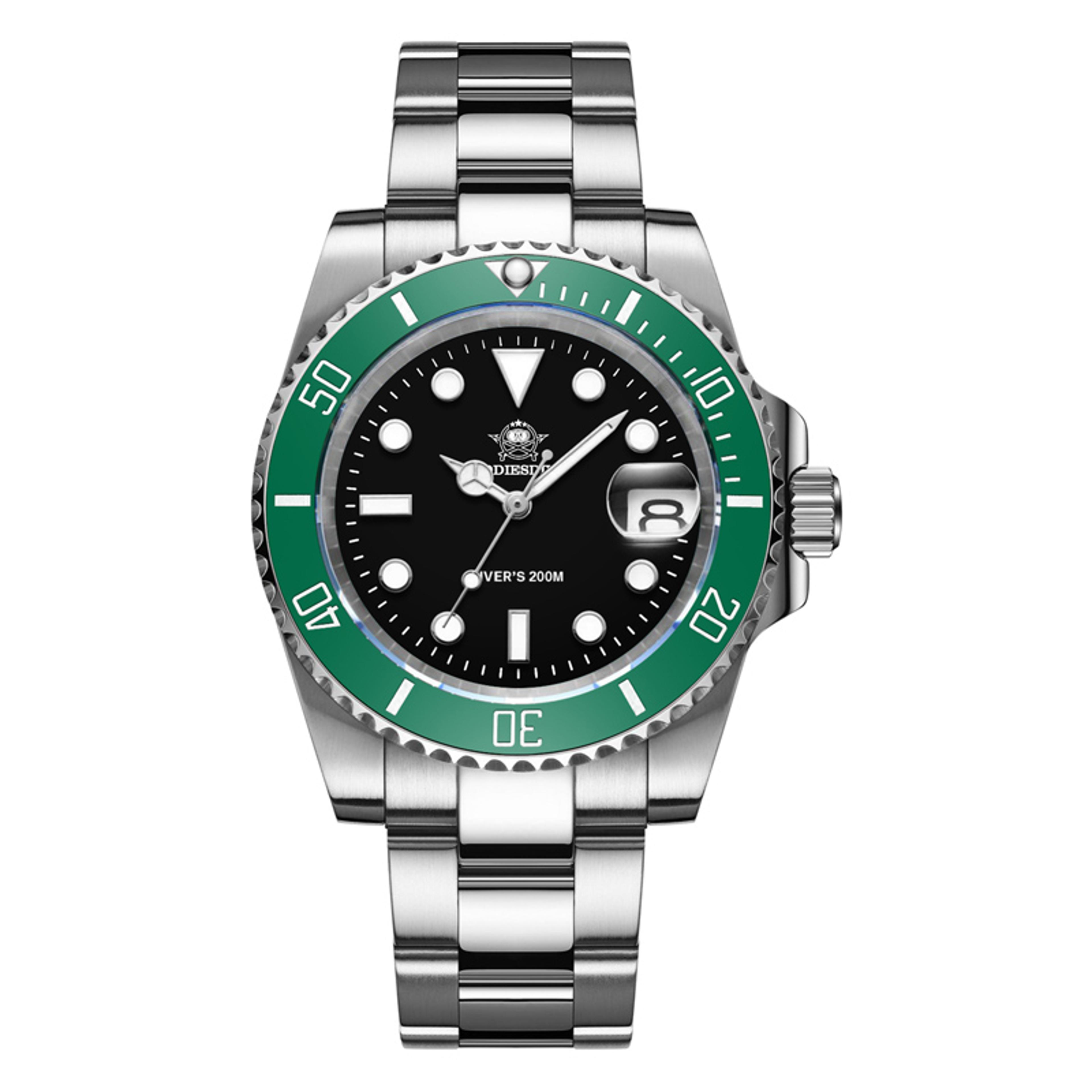 diver watch for men with luminous ceramic bezel and quartz movement