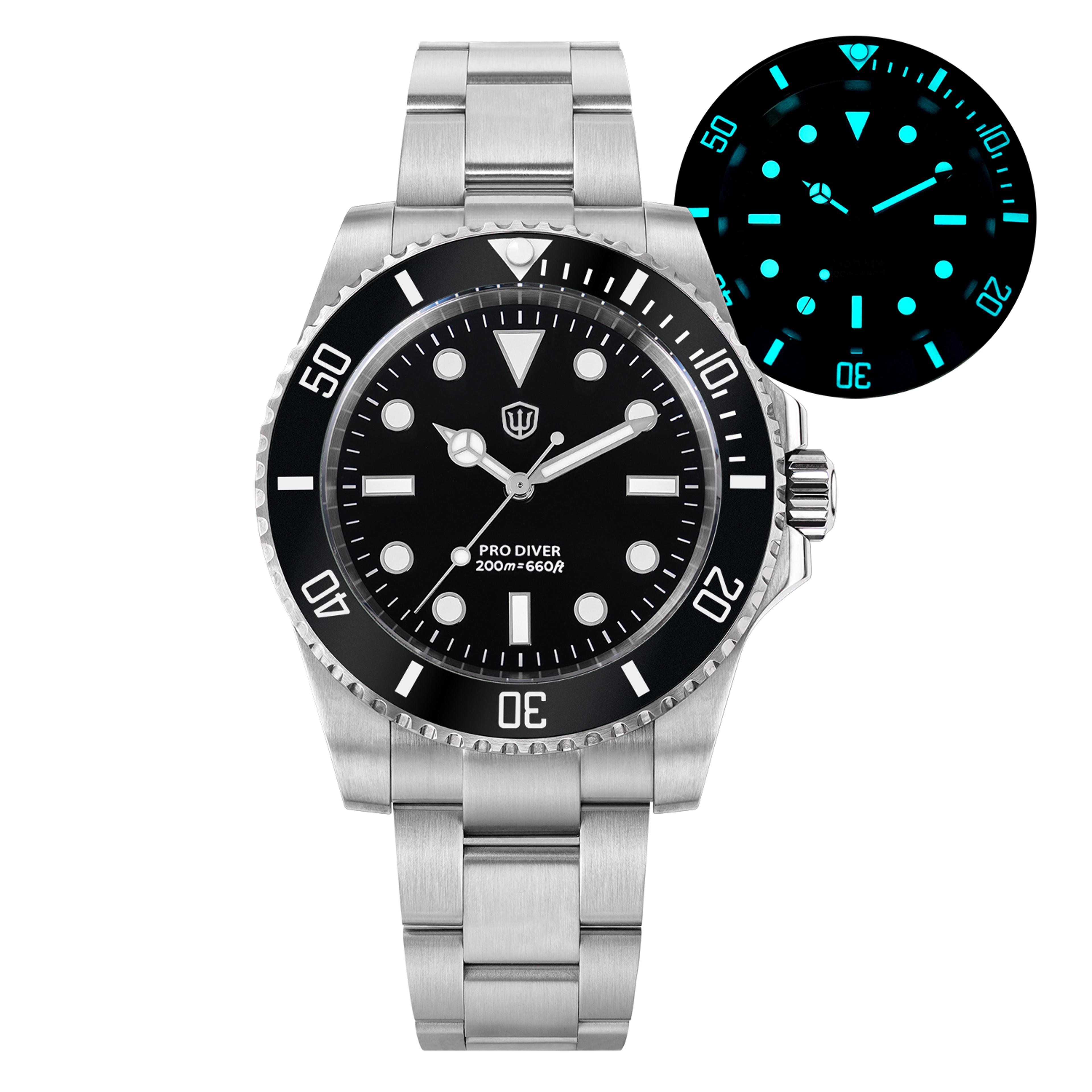 quartz dive watch with sapphire crystal and sweep