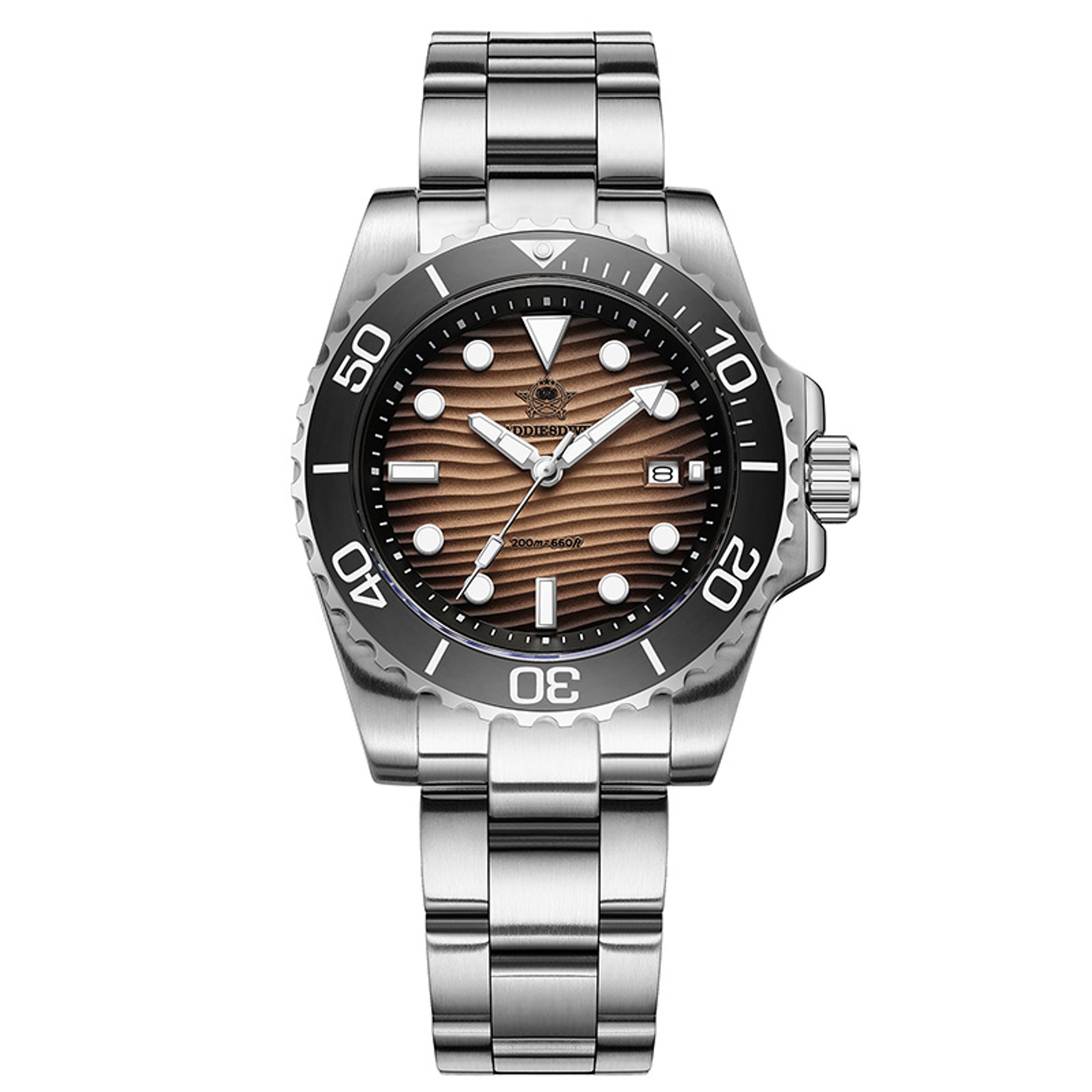 mens dive watch waterproof quartz desert dial