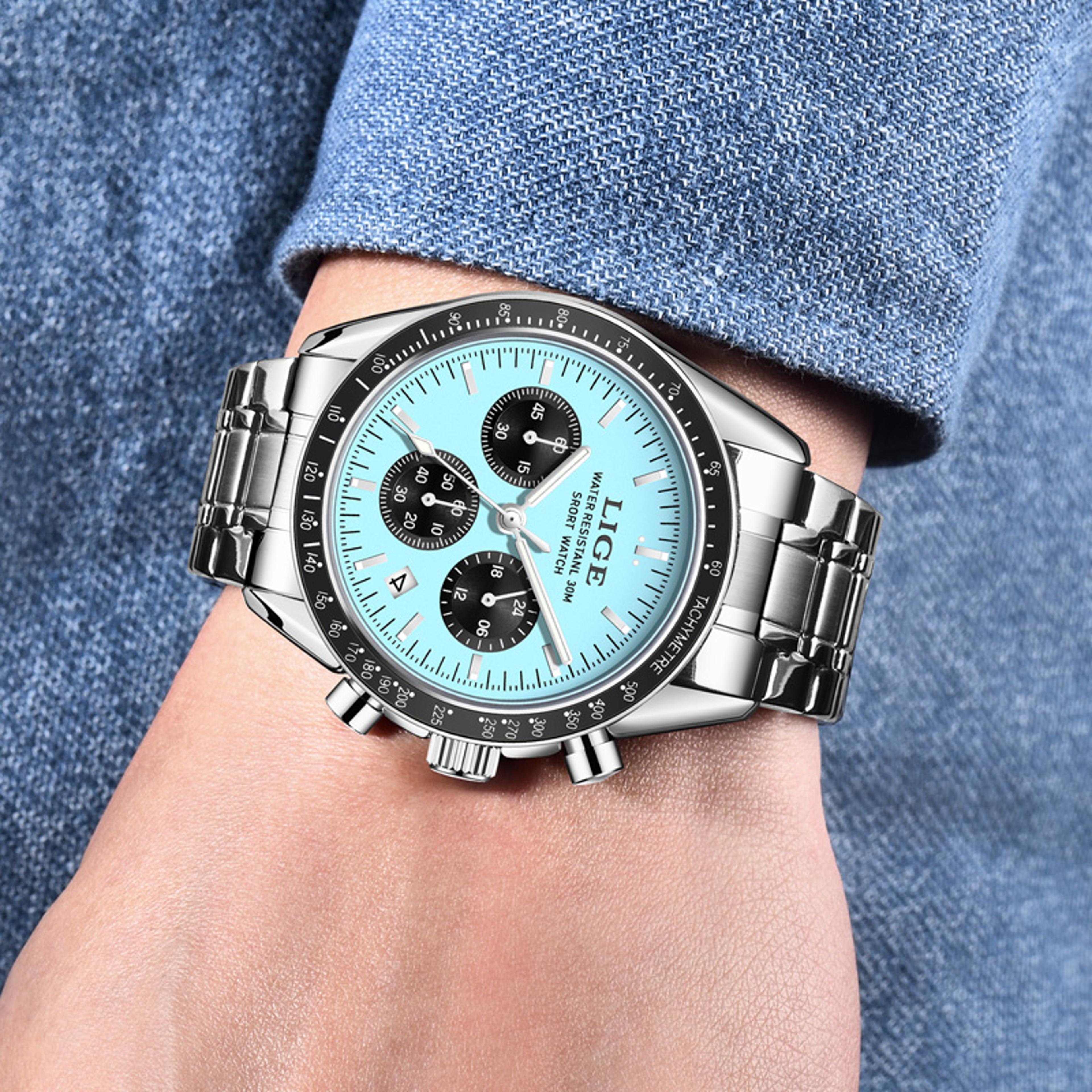 luxury mens chronograph watch waterproof luminous quartz watch