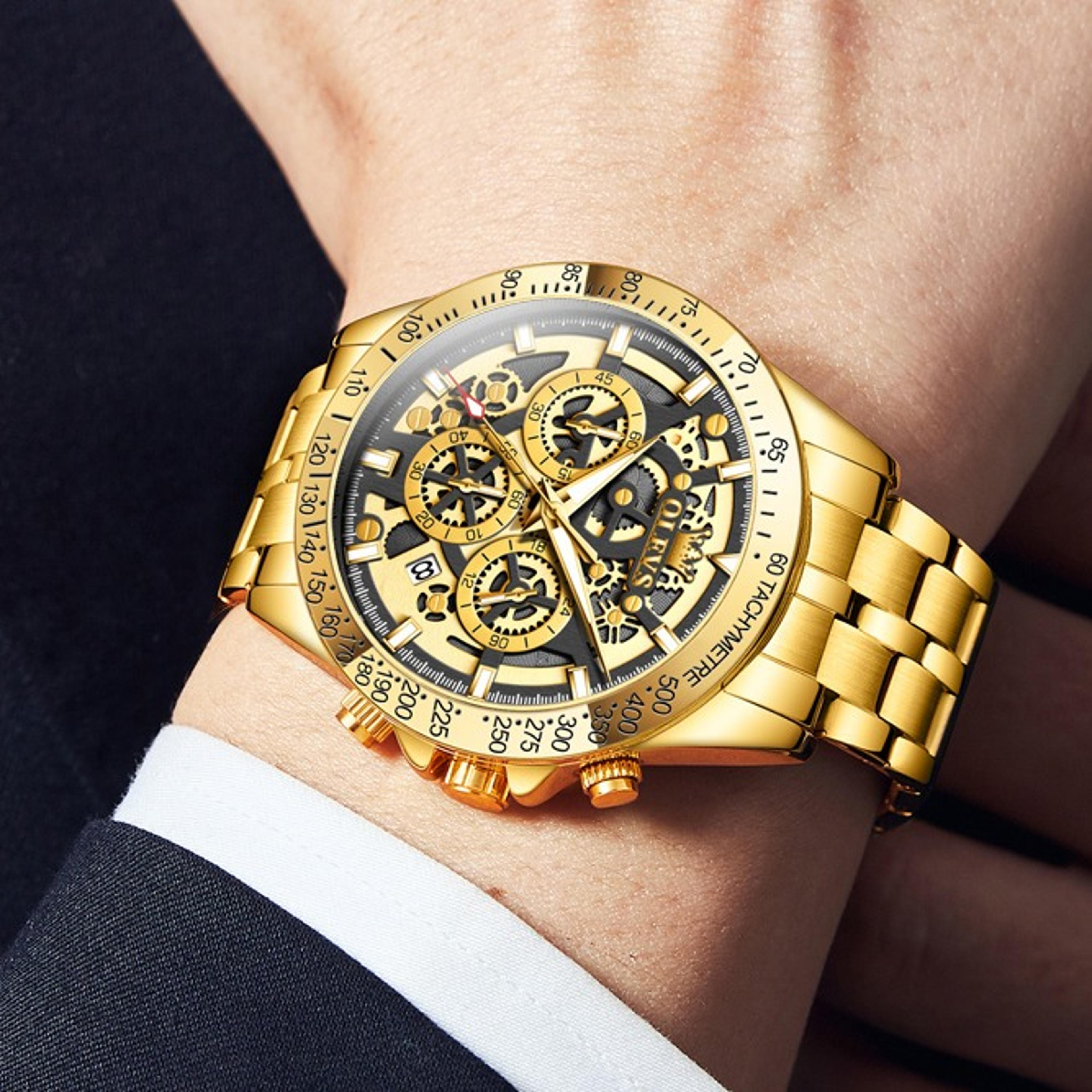 mens chronograph watch waterproof luminous luxury quartz watch