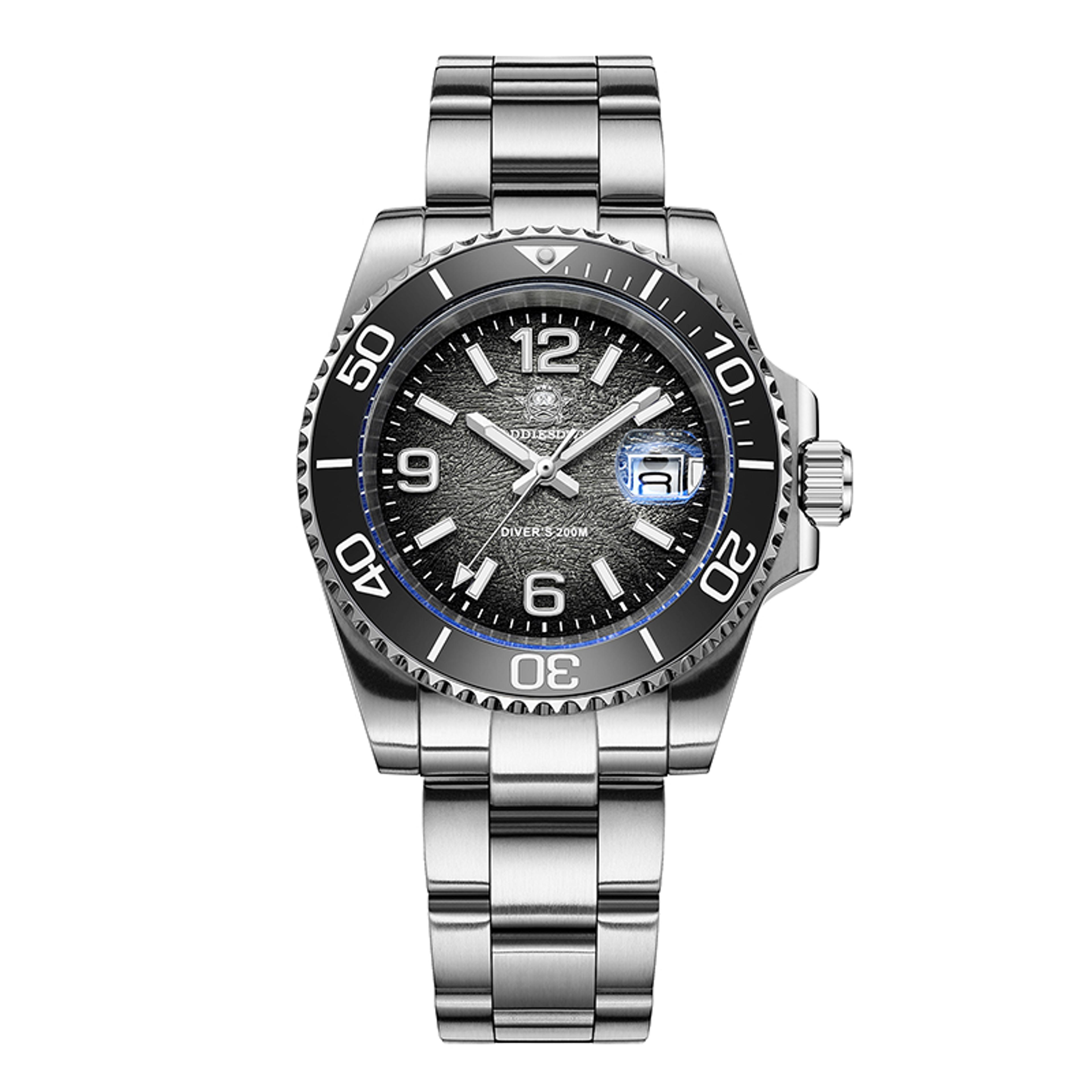 mens dive watch waterproof quartz watch with lume