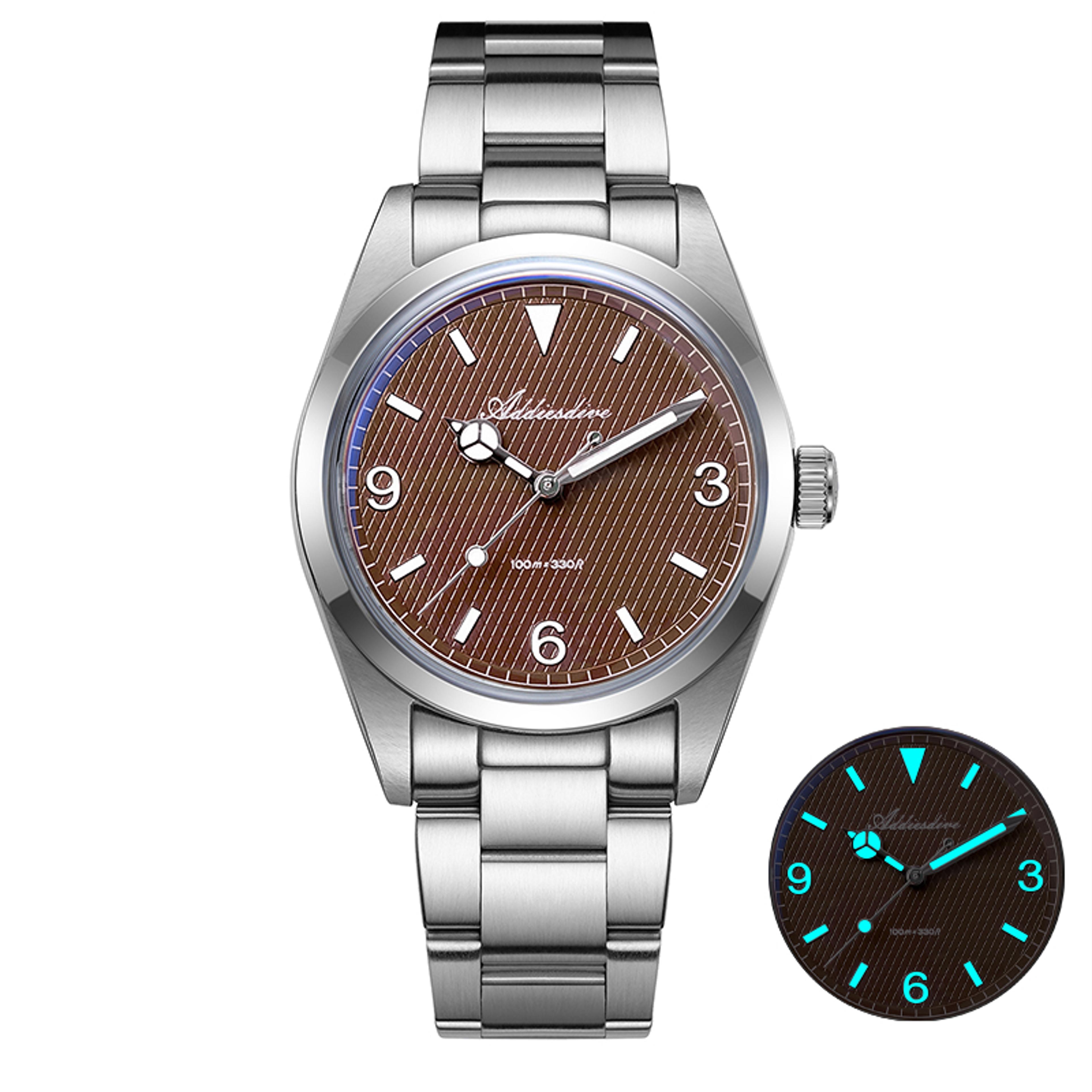 mens quartz watch luminous watch with stainless steel bracelet