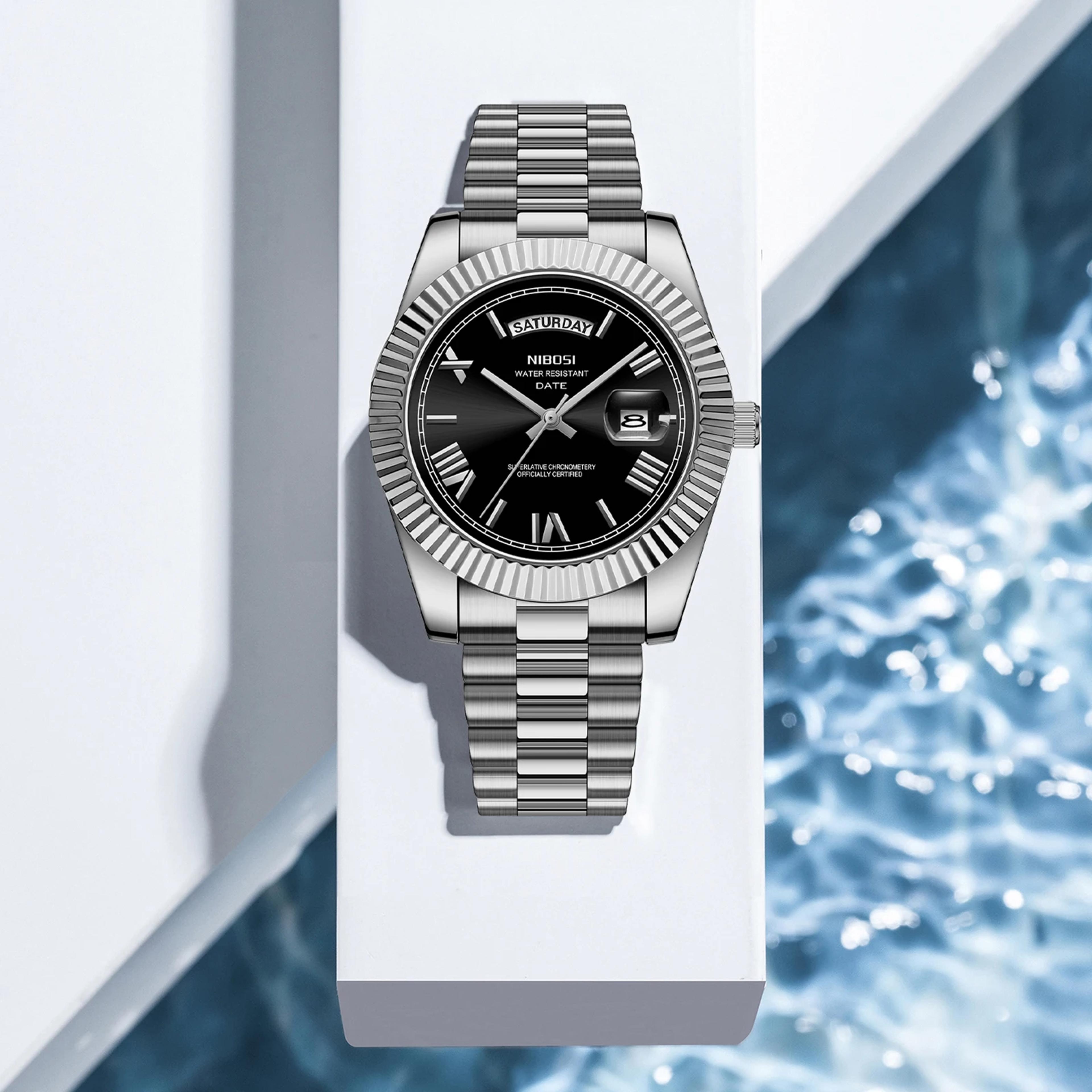 luxury quartz watch stainless steel luminous date watch