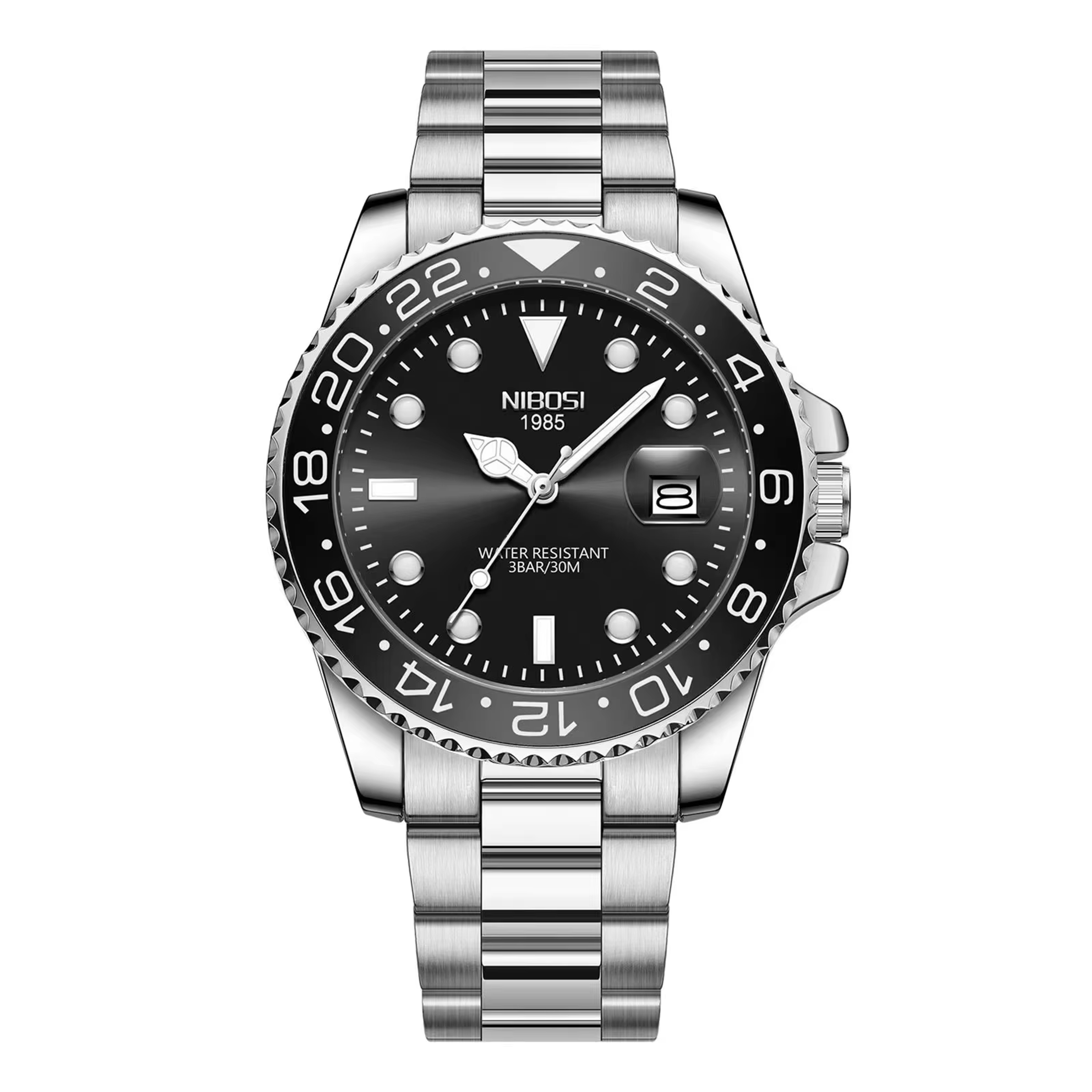 gold black luxury mens quartz watch waterproof luminous stainless steel