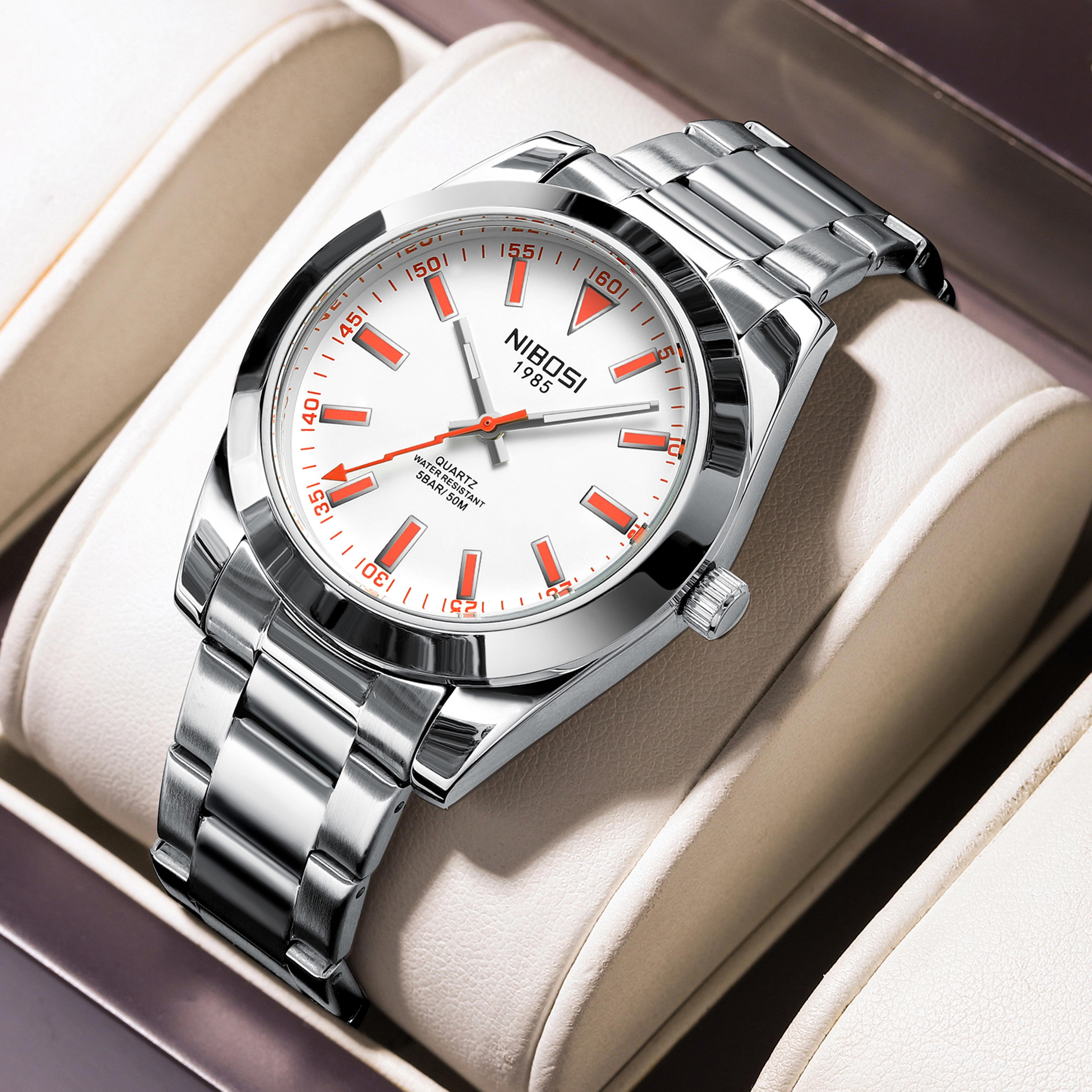 mens quartz watch stainless steel waterproof business sport watch