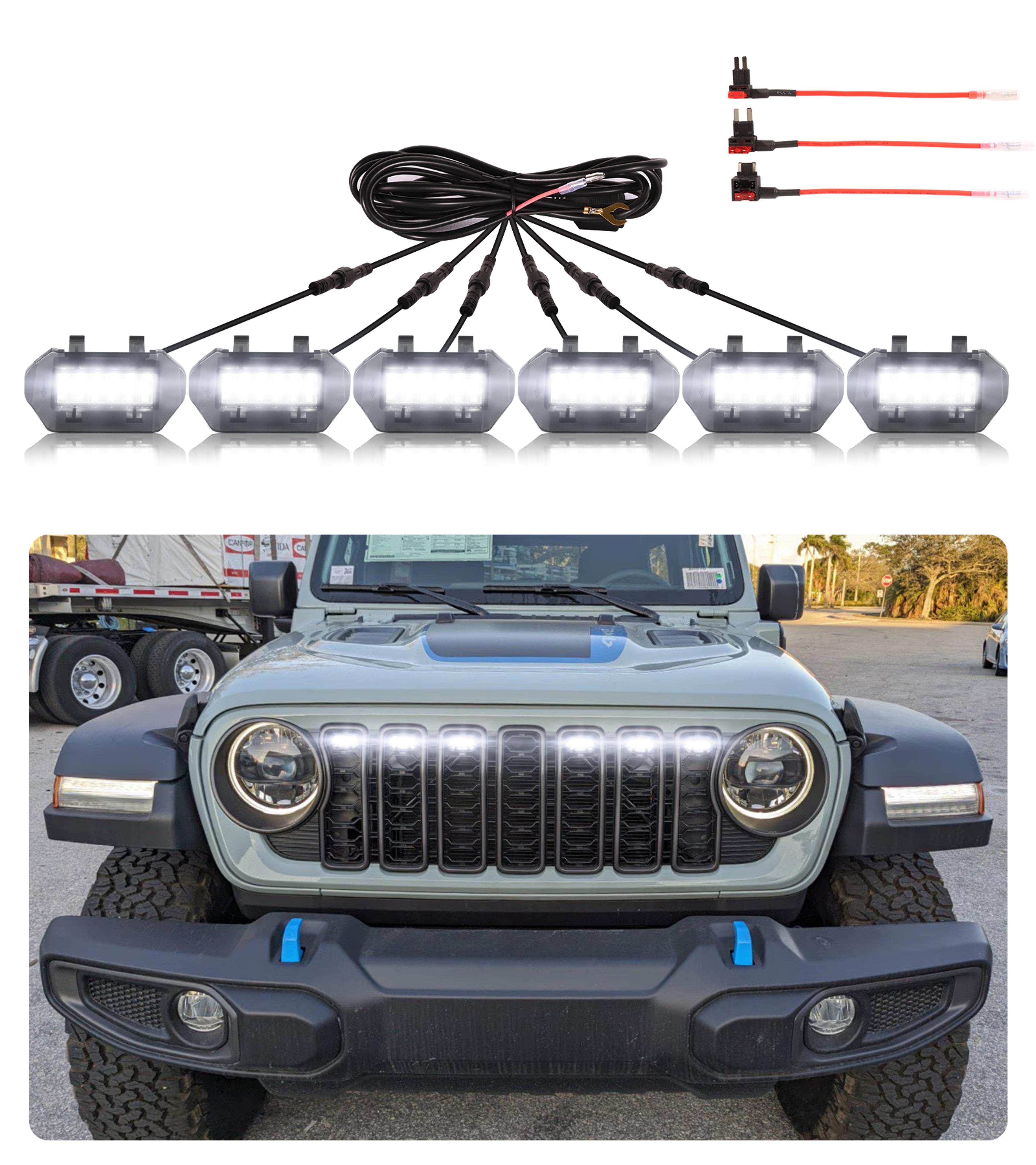 jeep wrangler jl led grille lights front grill marker light kit